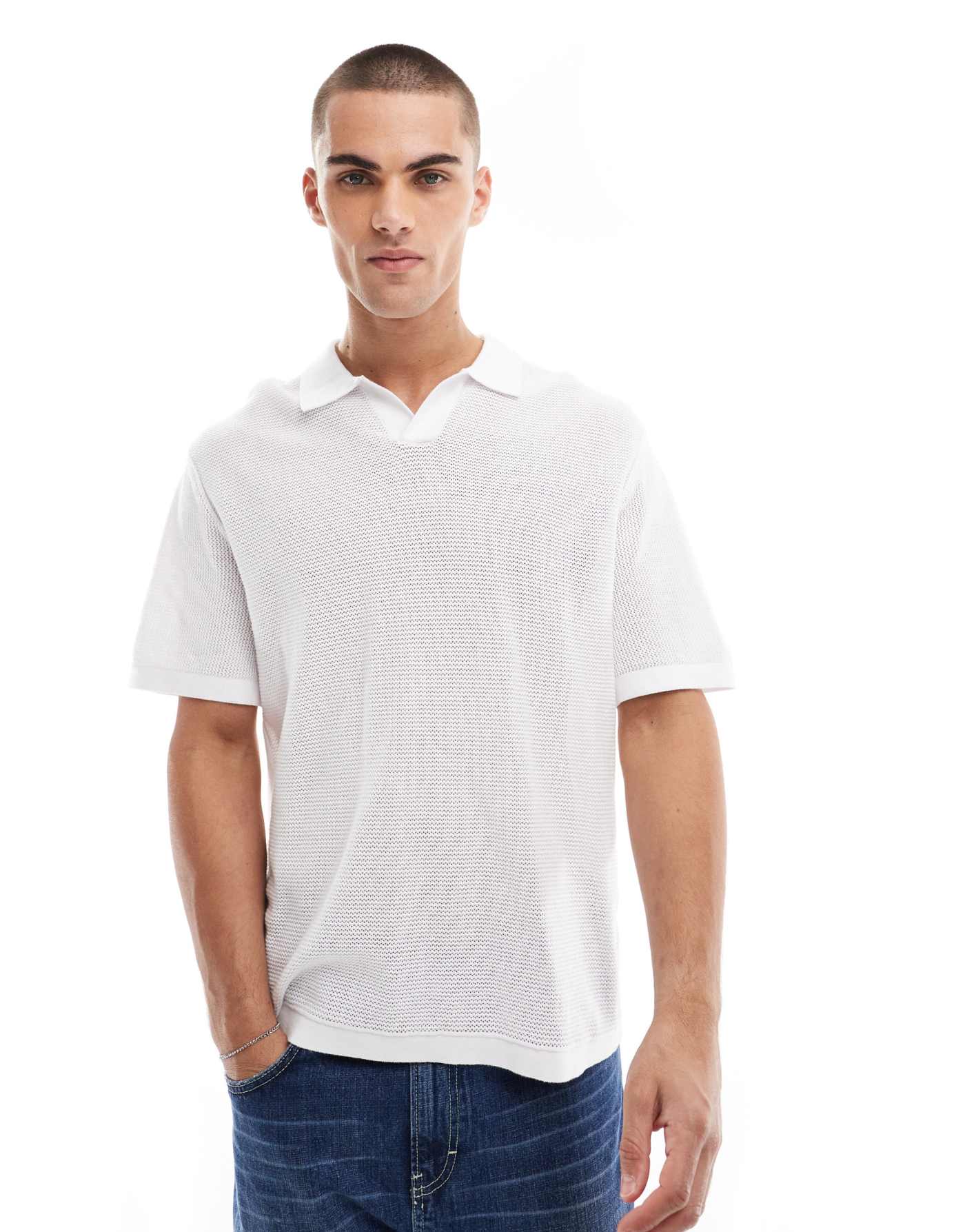 Cotton:On Resort short sleeve polo in white