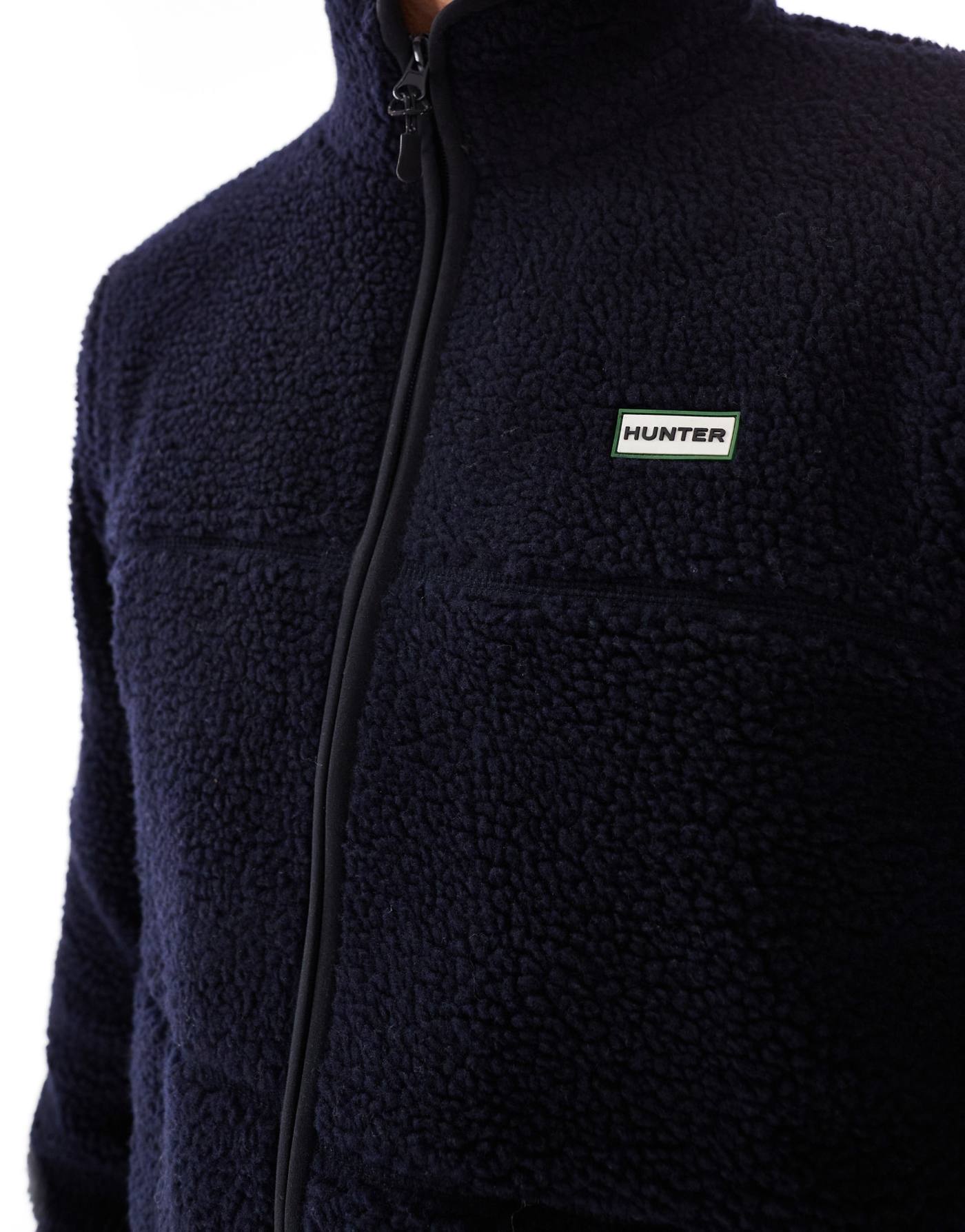 Hunter Milan sherpa jacket with contrast lining in navy