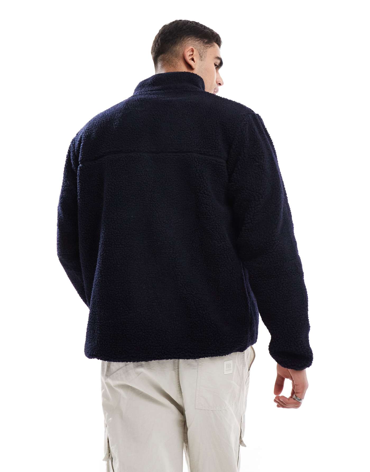 Hunter Milan sherpa jacket with contrast lining in navy