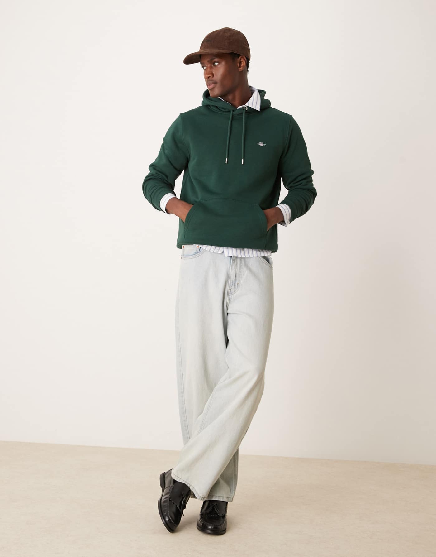 GANT shield logo hoodie in dark green