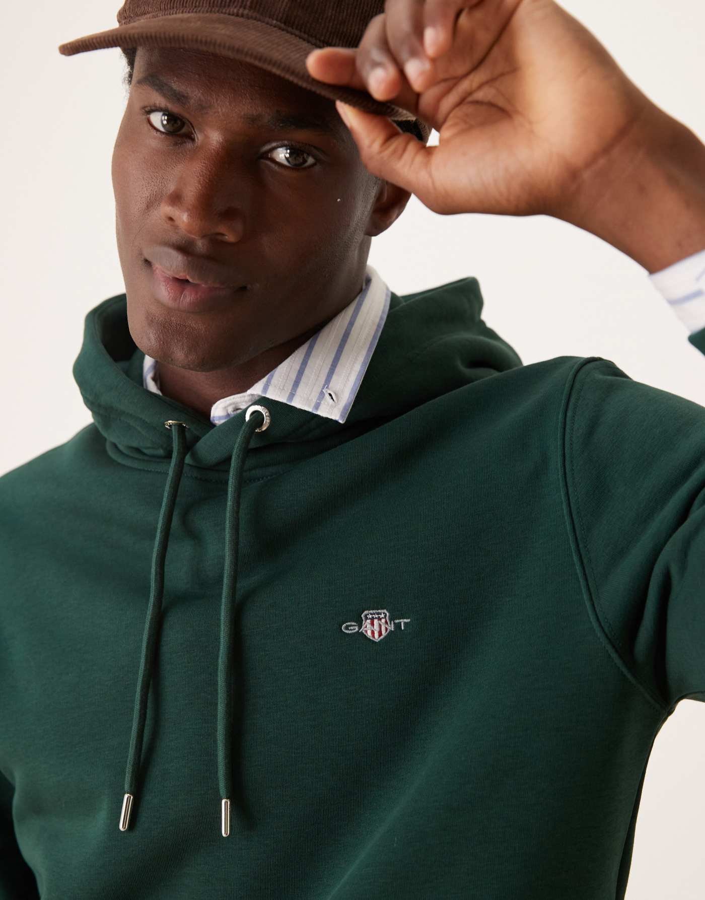 GANT shield logo hoodie in dark green