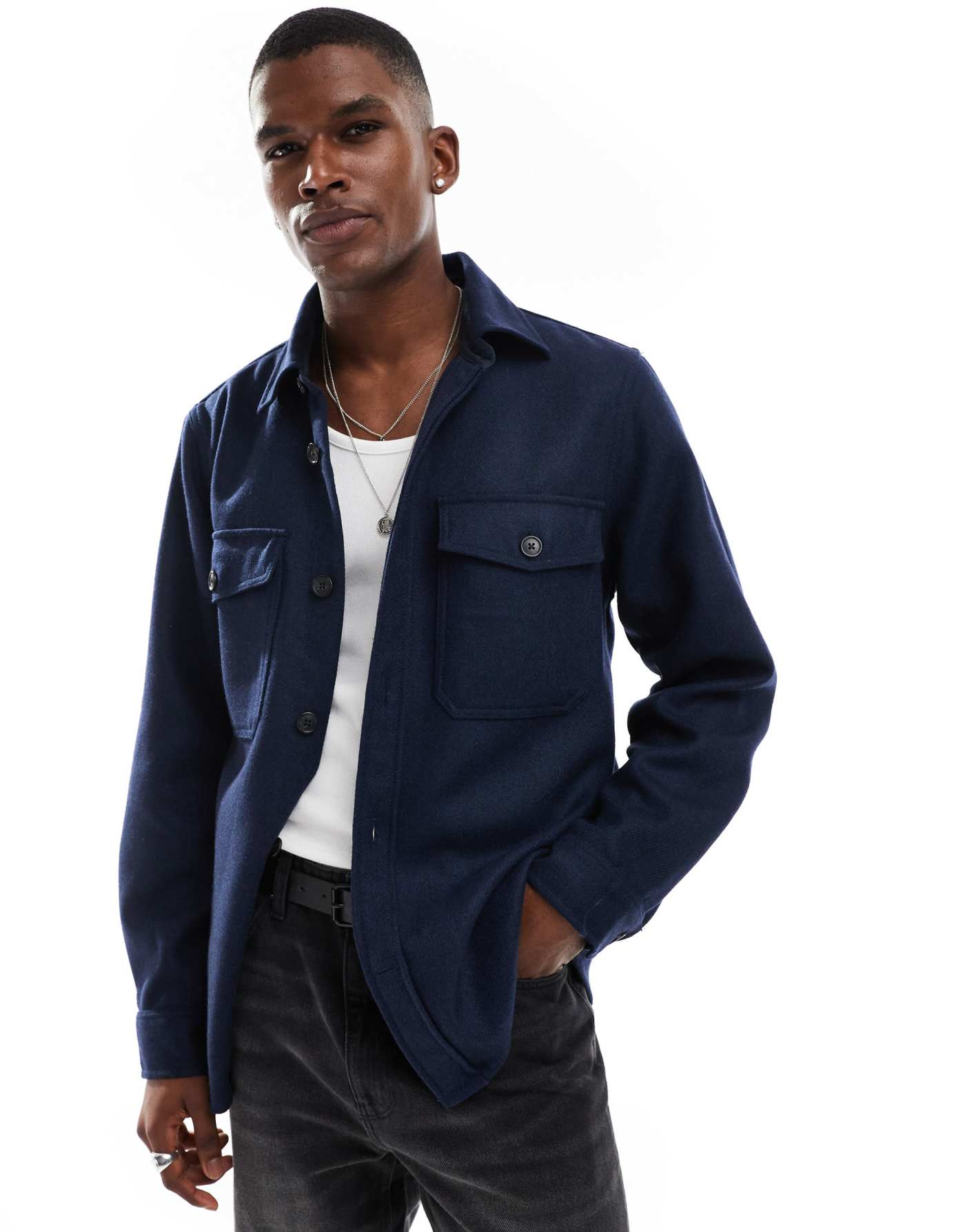 GANT wool blend overshirt in navy blue