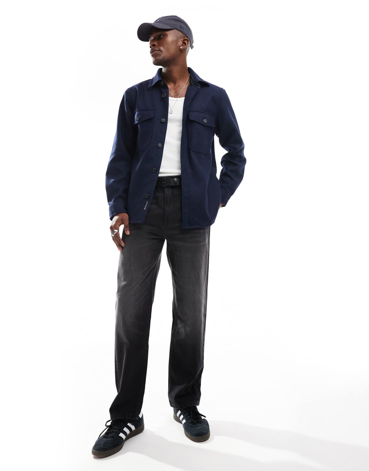 GANT wool blend overshirt in navy blue