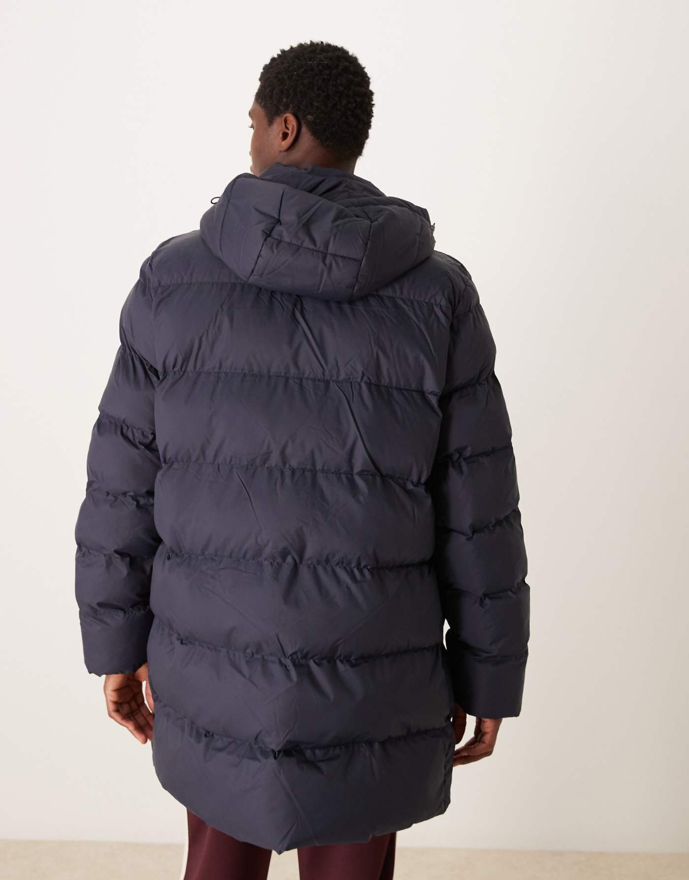 GANT active cloud longline hooded puffer jacket in navy