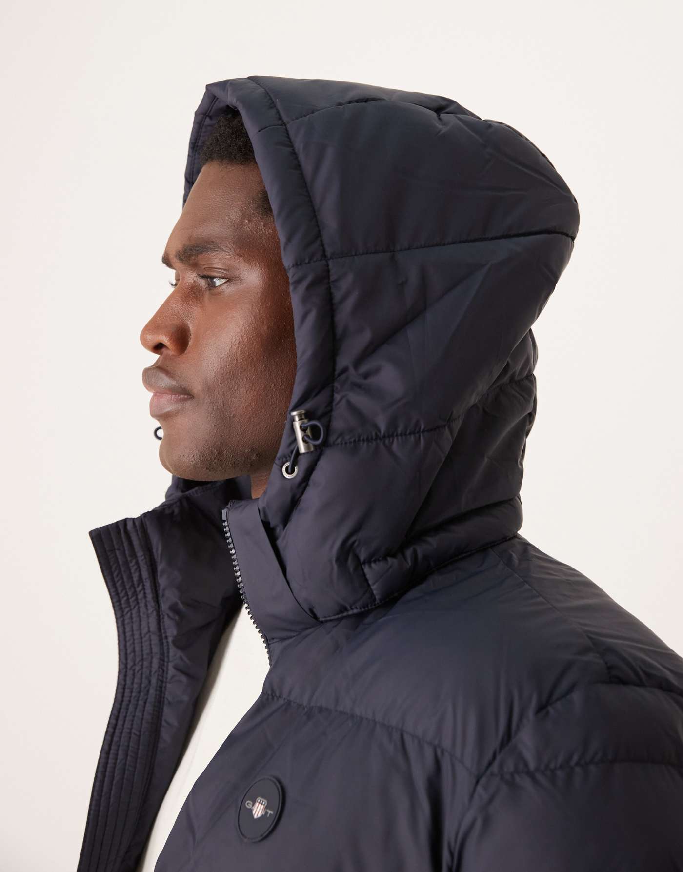 GANT active cloud longline hooded puffer jacket in navy