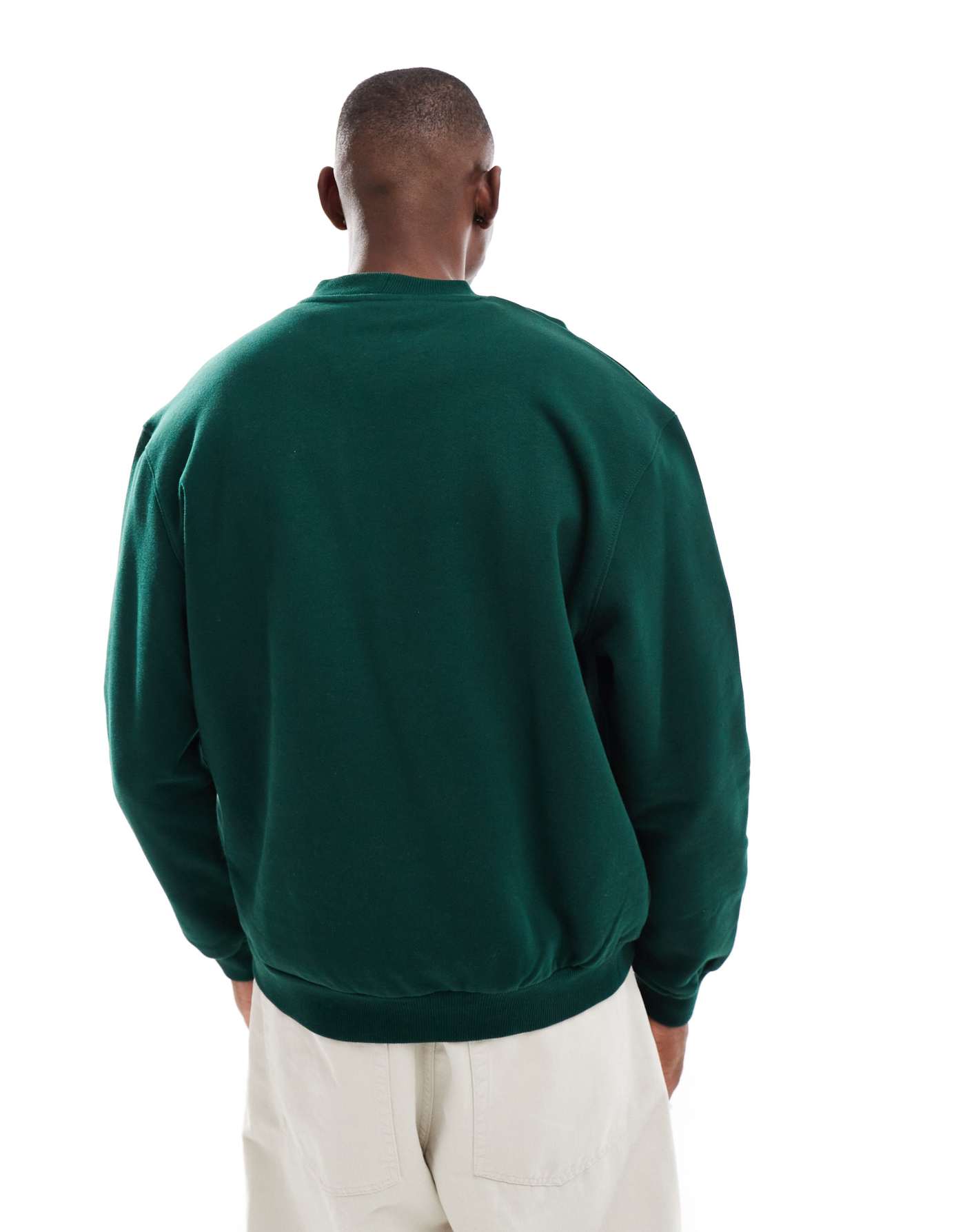 ASOS DESIGN premium heavyweight oversized sweatshirt 400gsm in dark green