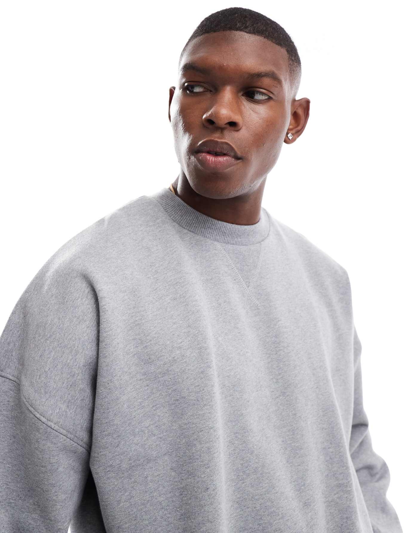 ASOS DESIGN premium heavyweight oversized boxy drop shoulder sweatshirt 400gsm in grey marl