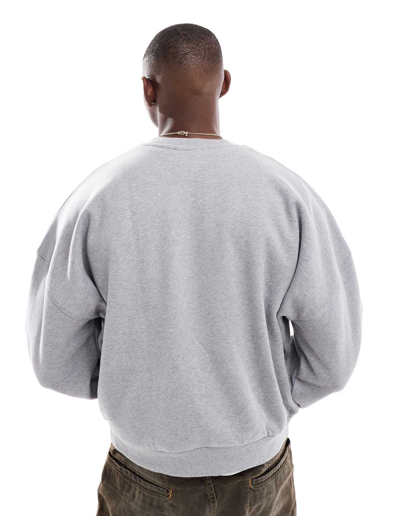 ASOS DESIGN premium heavyweight oversized boxy drop shoulder sweatshirt 400gsm in grey marl