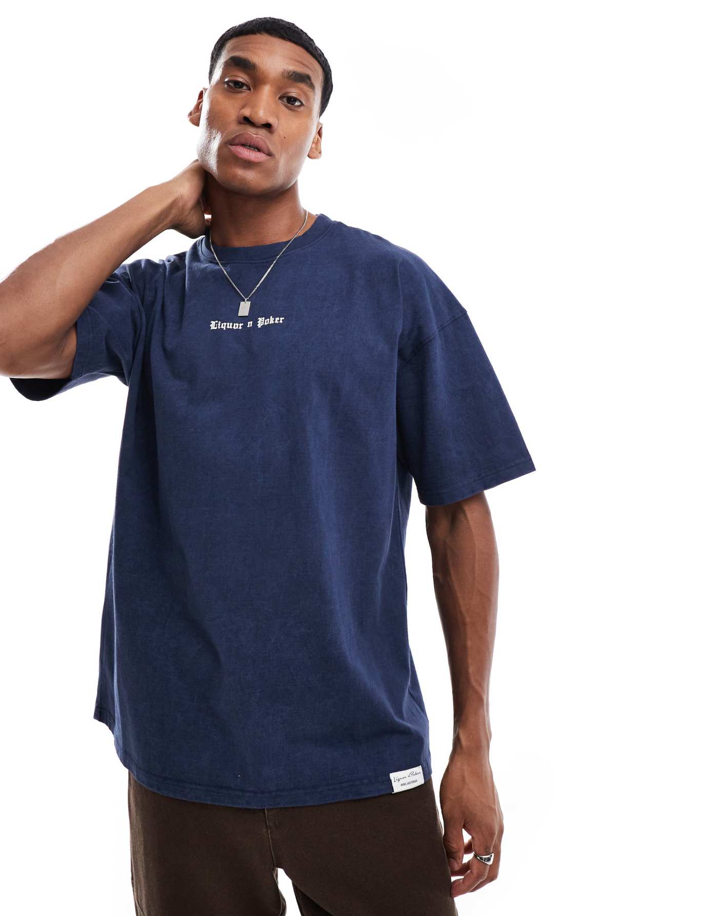 Liquor N Poker oversized t-shirt with eternal paradise back print in blue