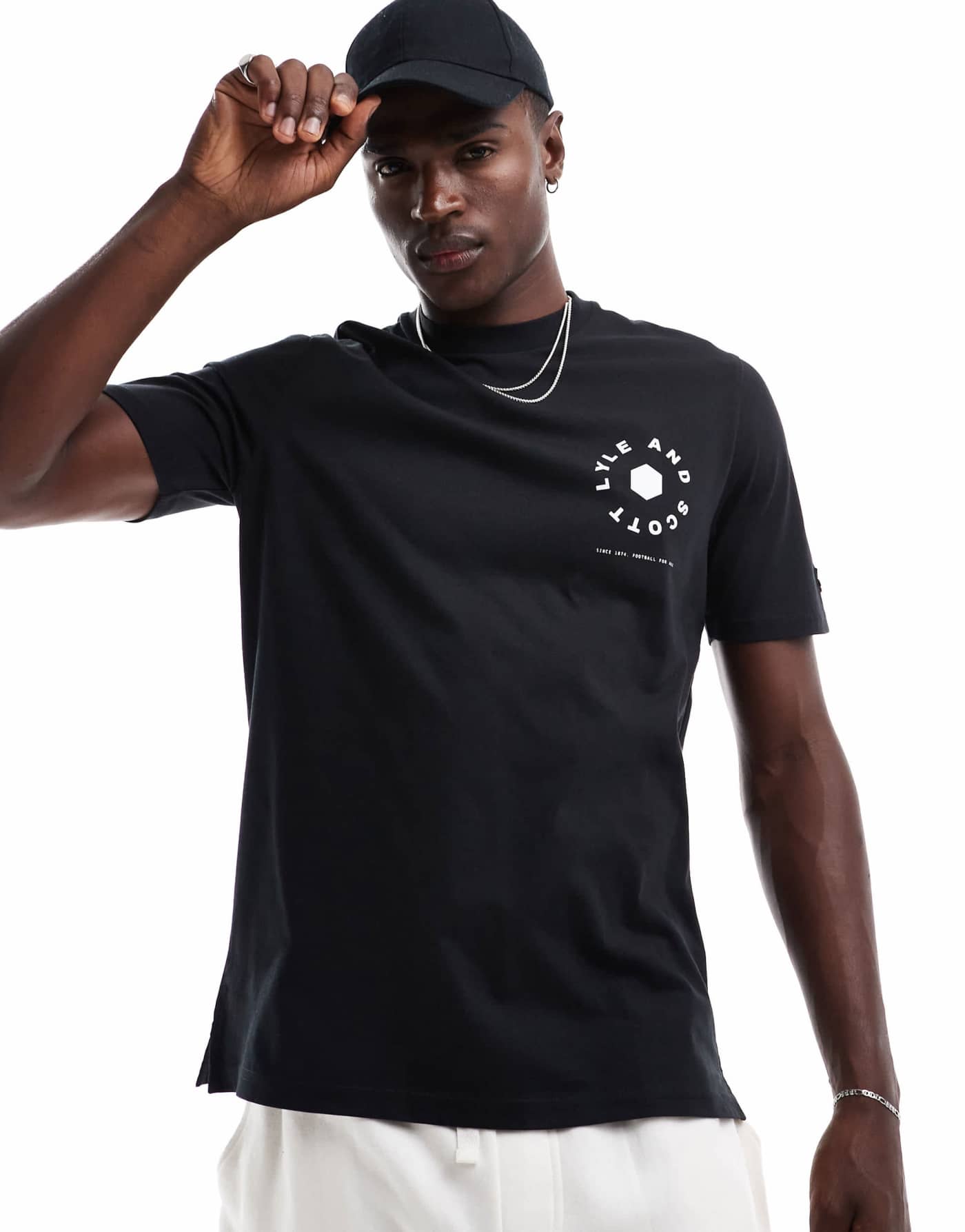 Lyle & Scott football wheel graphic t-shirt in black