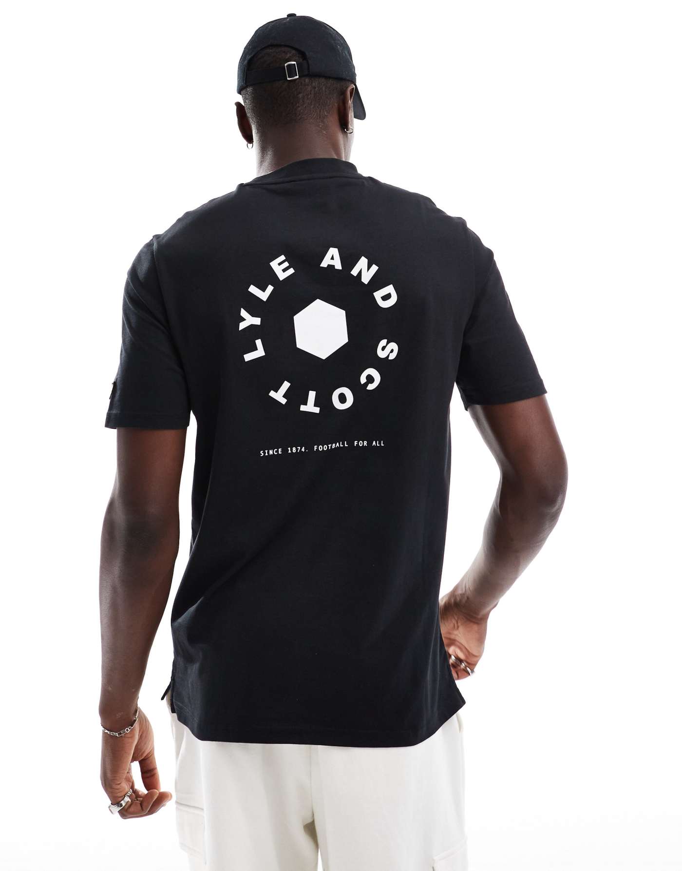 Lyle & Scott football wheel graphic t-shirt in black