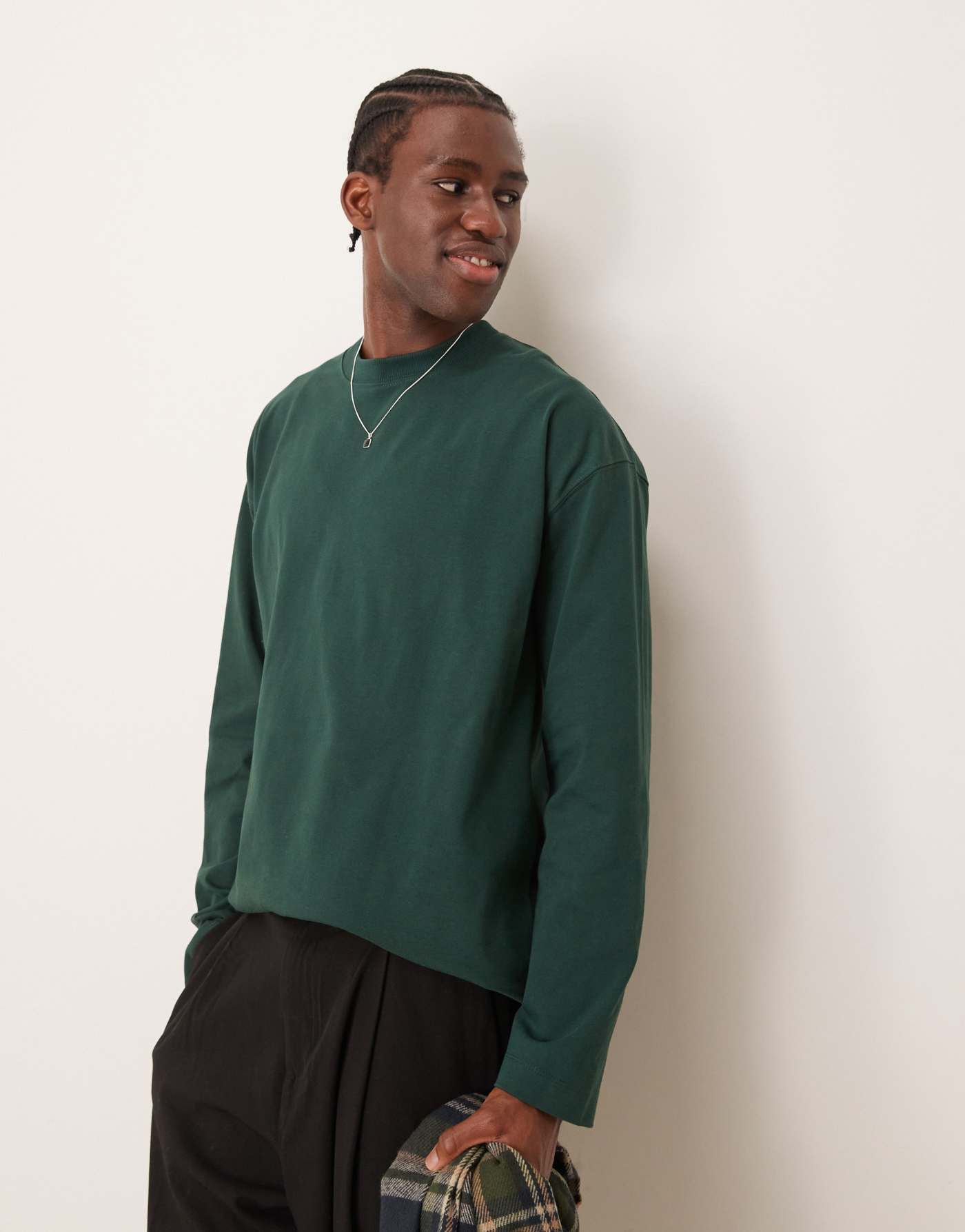 ASOS DESIGN Premium heavyweight oversized long sleeve t-shirt 300gsm in dark green