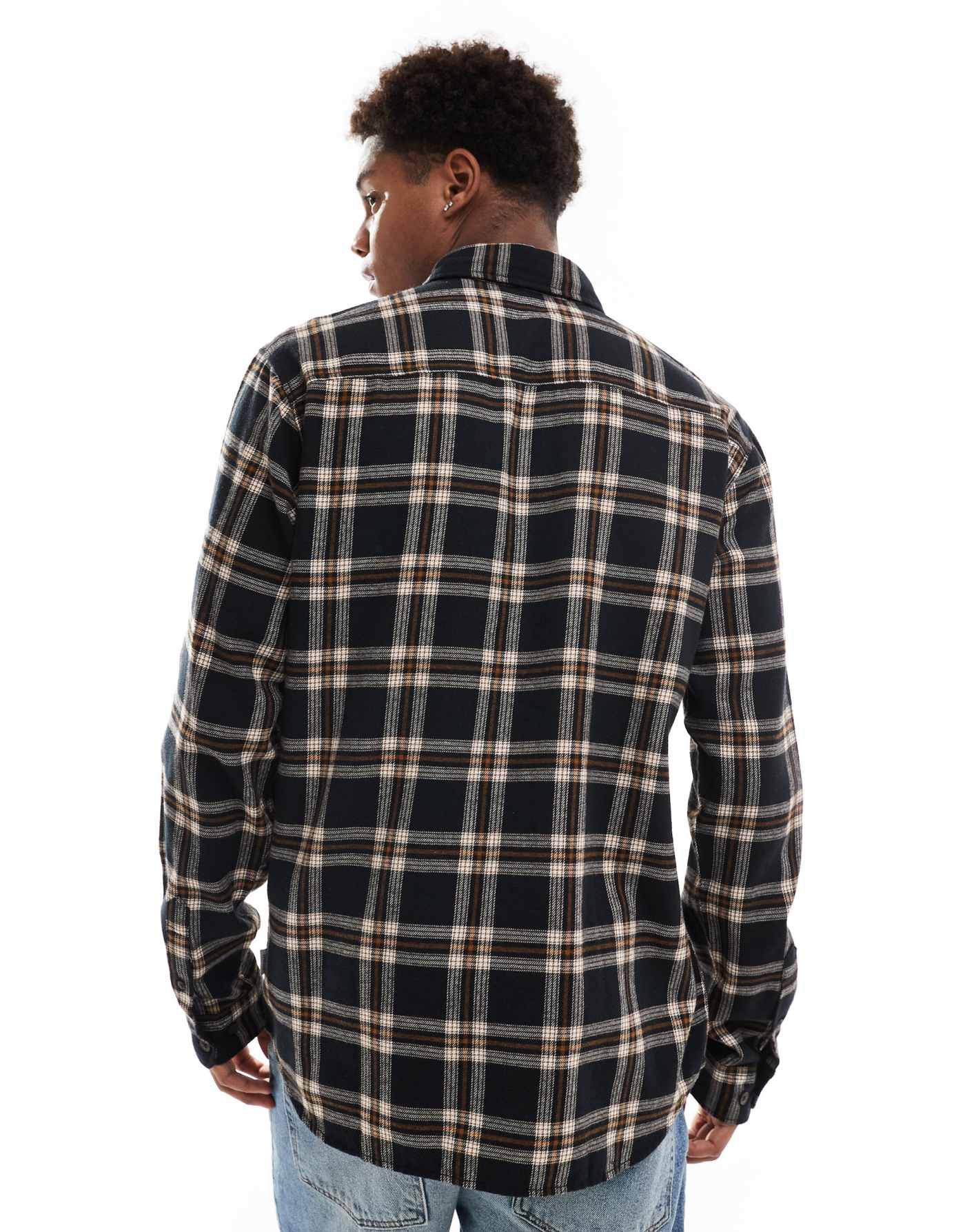 JJ Rebel brushed check shirt in black