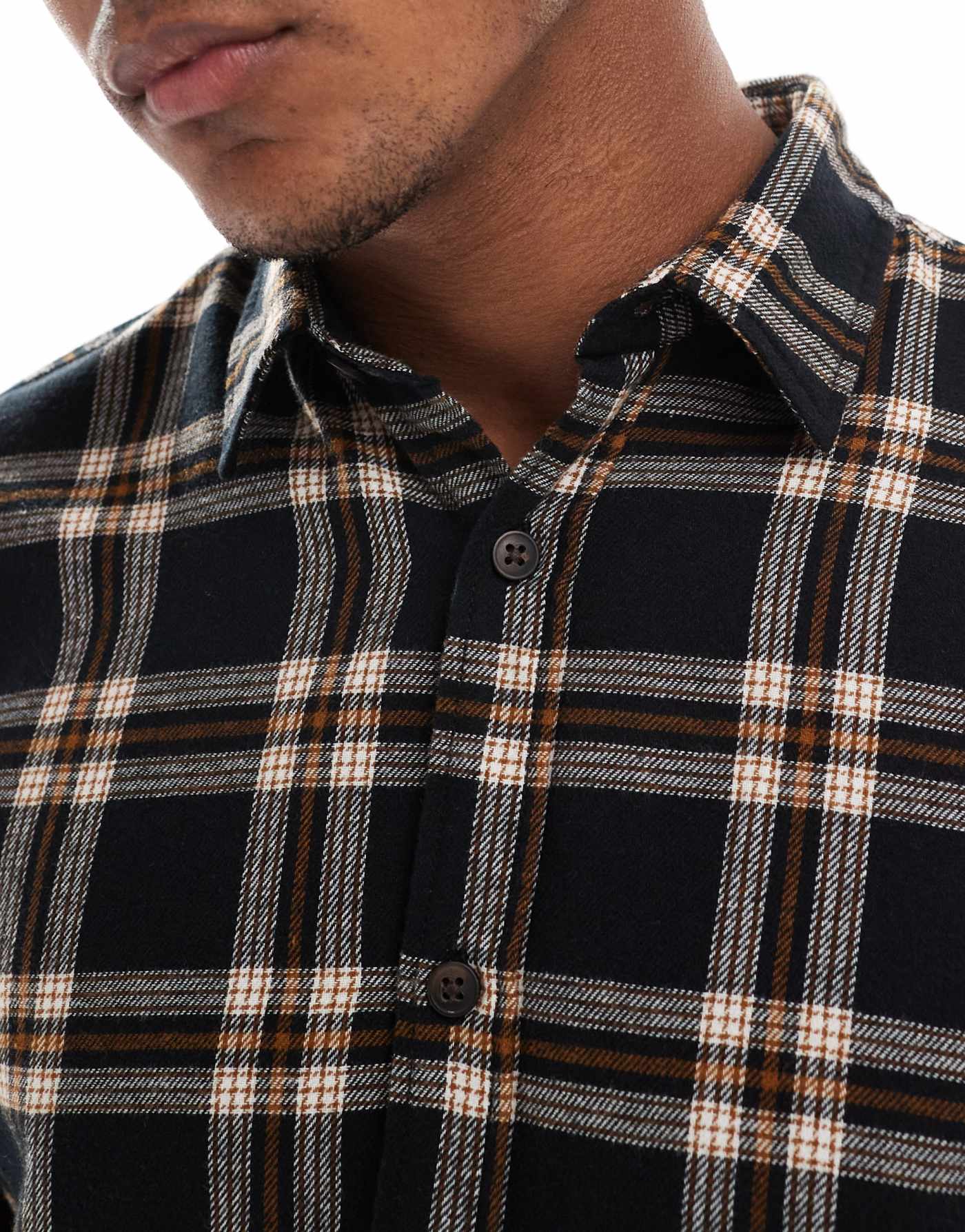 JJ Rebel brushed check shirt in black