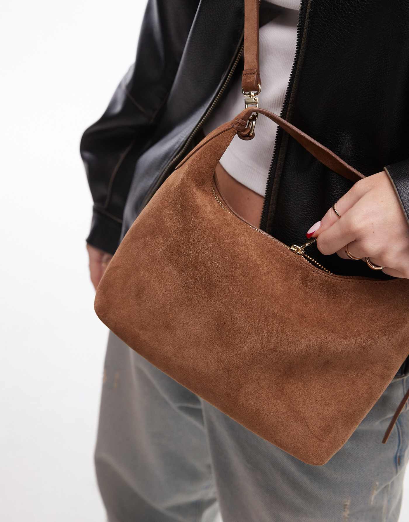 ARKET suede leather cross body bag in brown