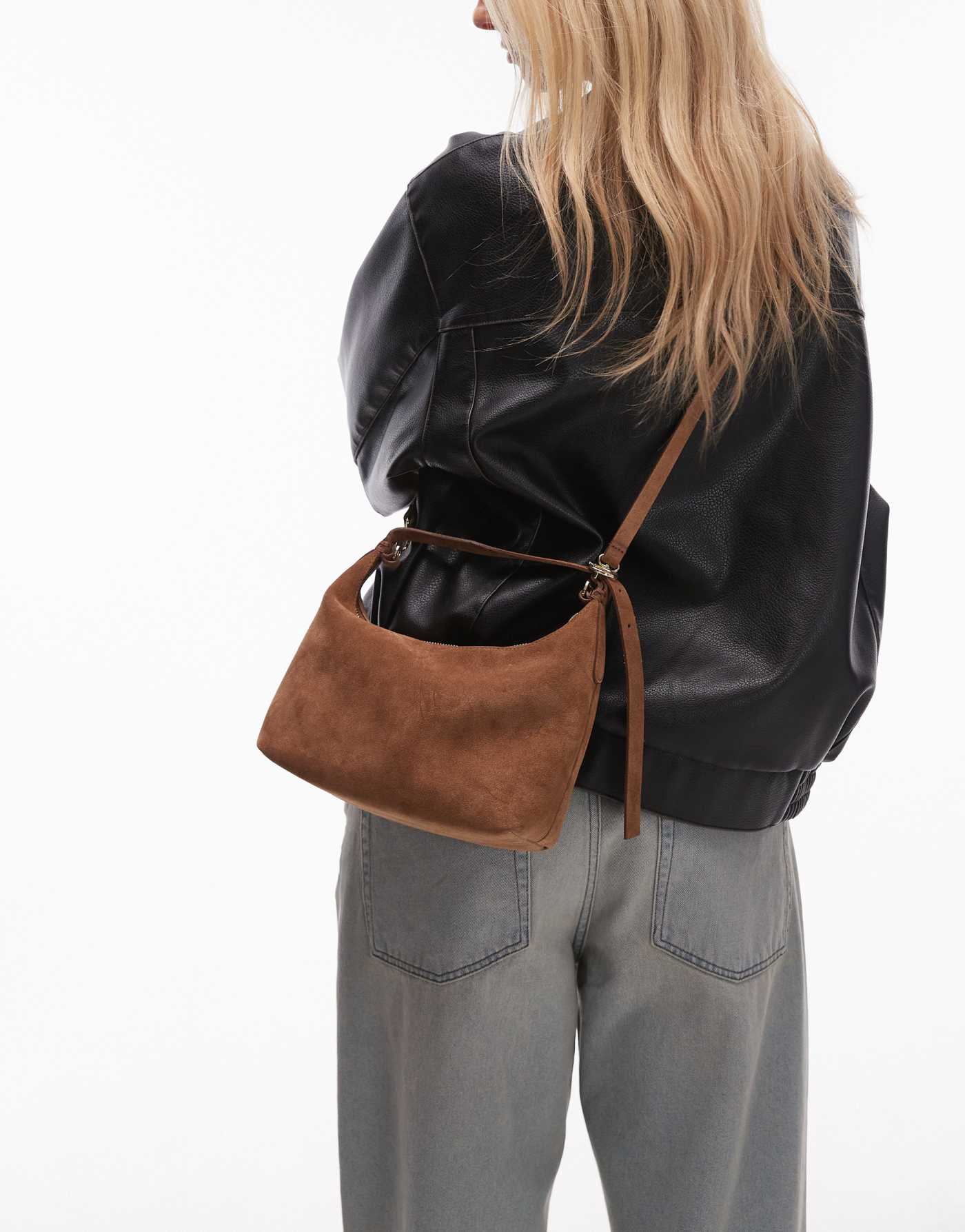 ARKET suede leather cross body bag in brown