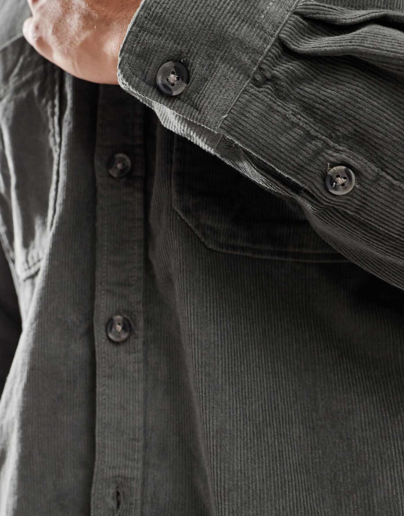 ONLY & SONS cord overshirt in charcoal