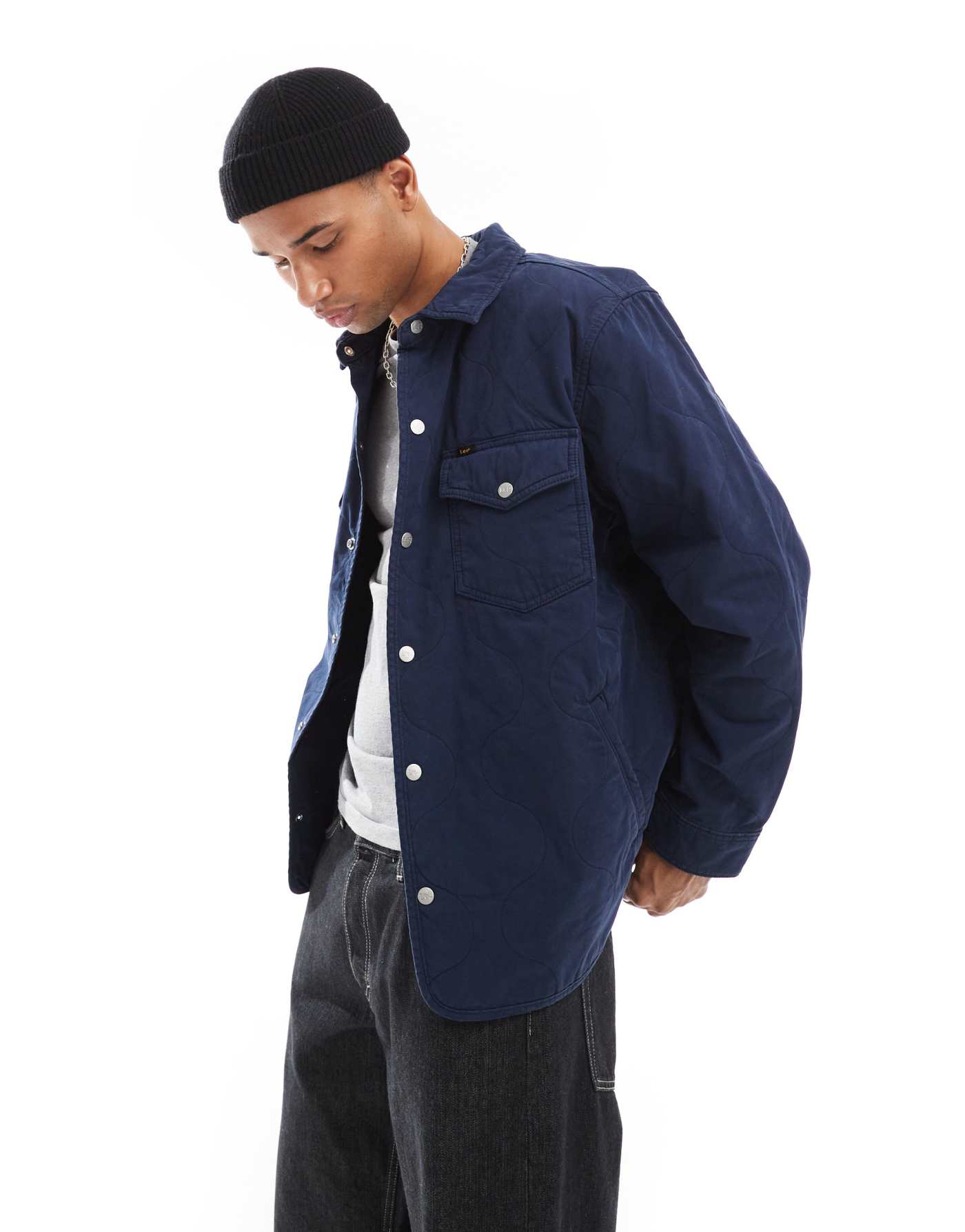 Lee quilted shirt jacket in navy