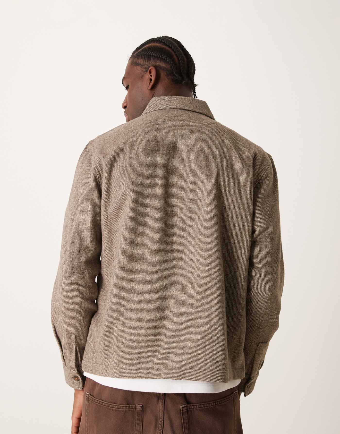 New Look brushed twill overshirt in stone