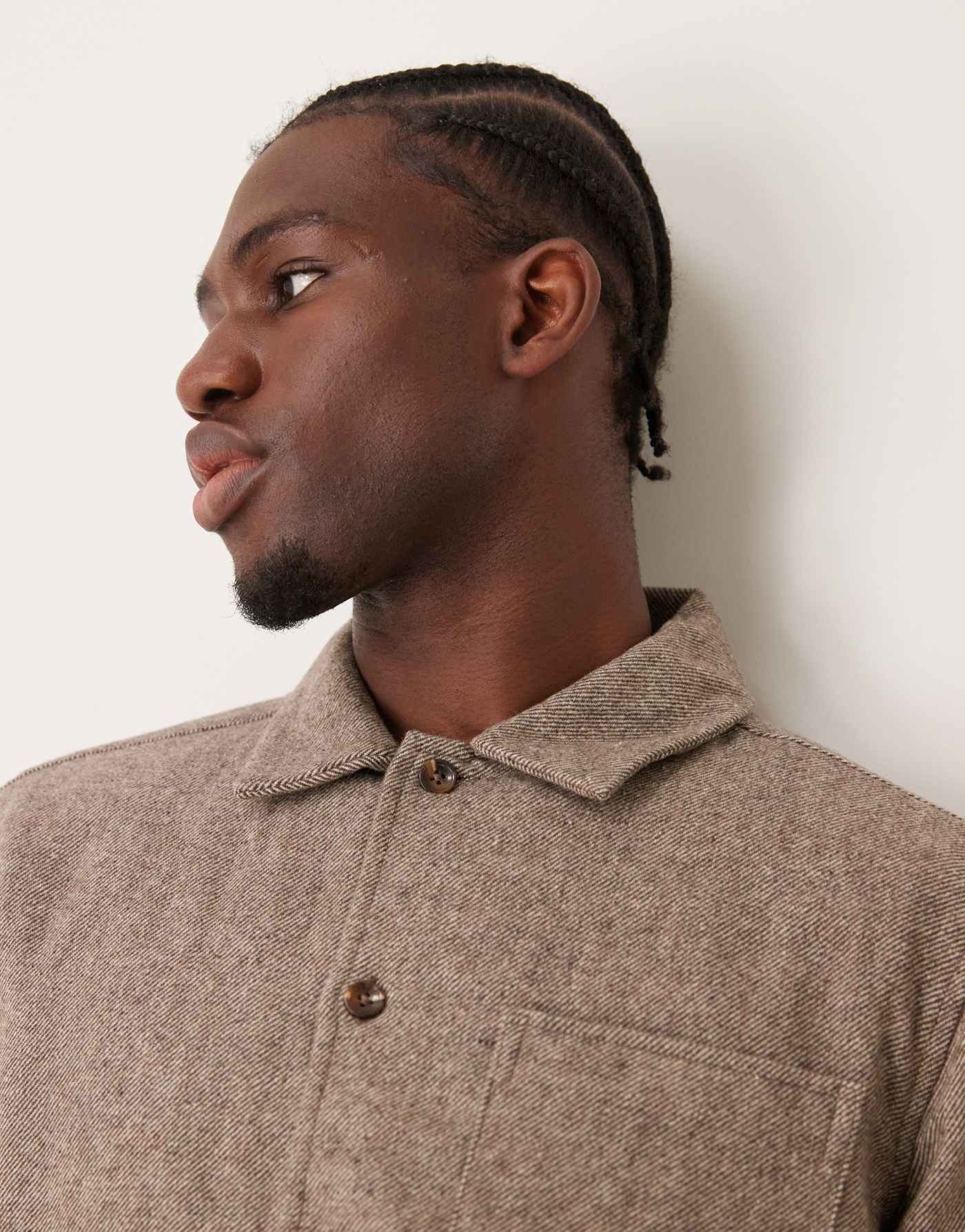 New Look brushed twill overshirt in stone