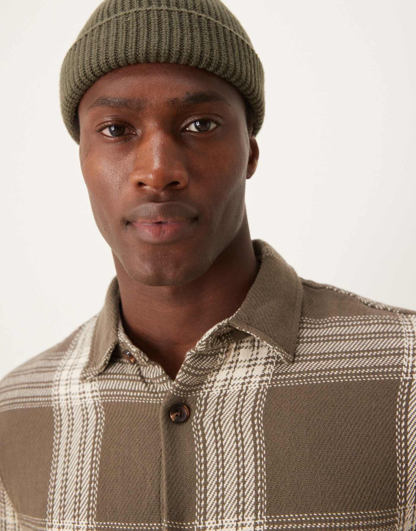 New Look checked oxford shirt in dark khaki