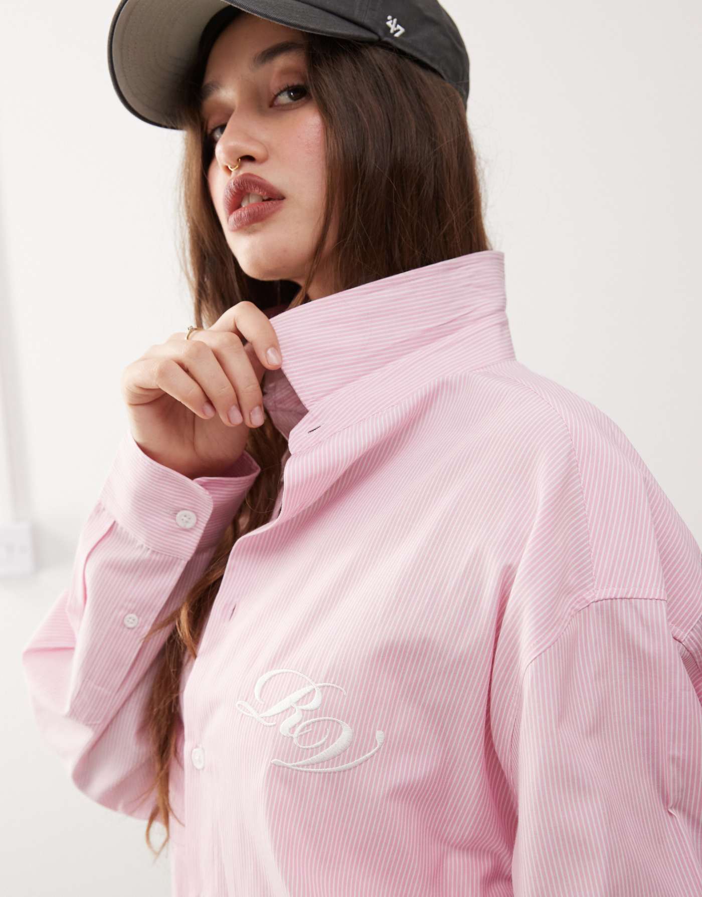 Reclaimed Vintage unisex oversized shirt in pink stripe