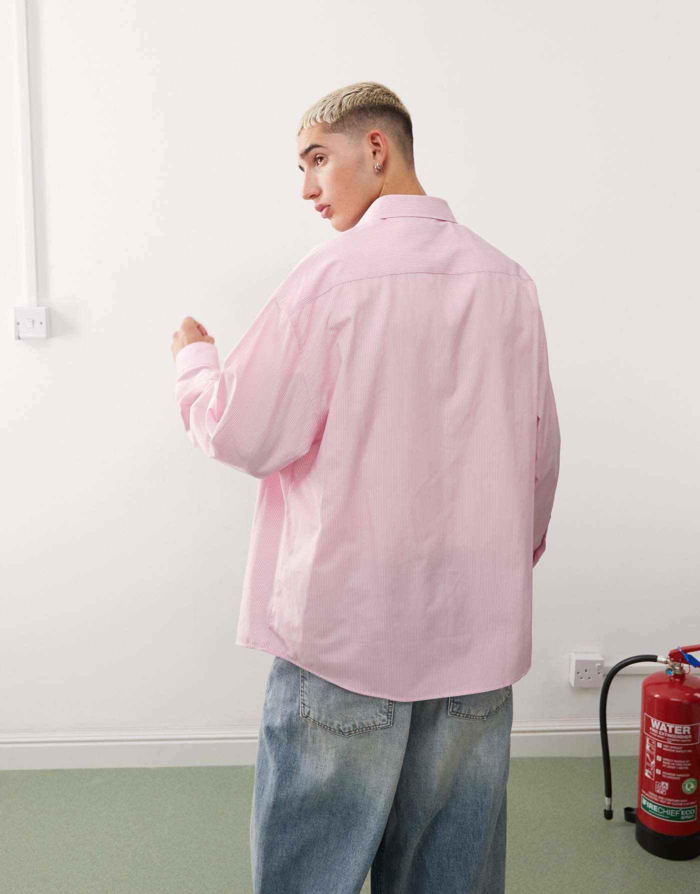 Reclaimed Vintage unisex oversized shirt in pink stripe