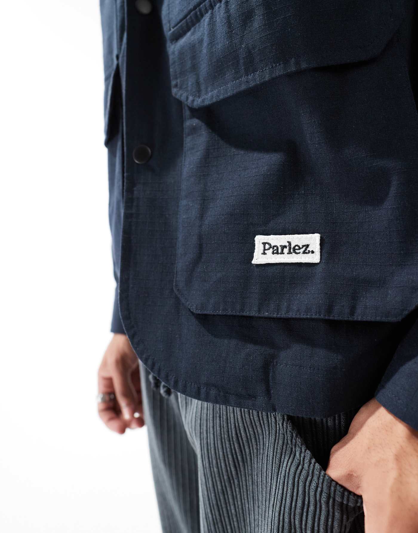 Parlez utility overshirt in navy