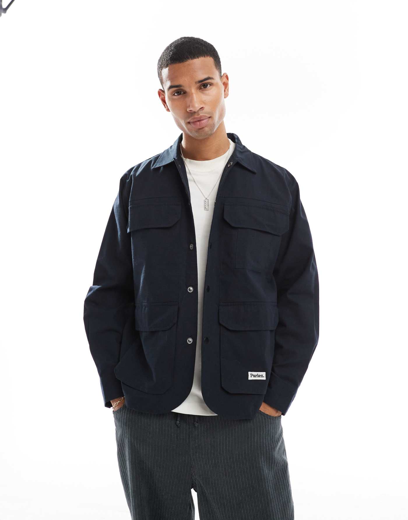 Parlez utility overshirt in navy