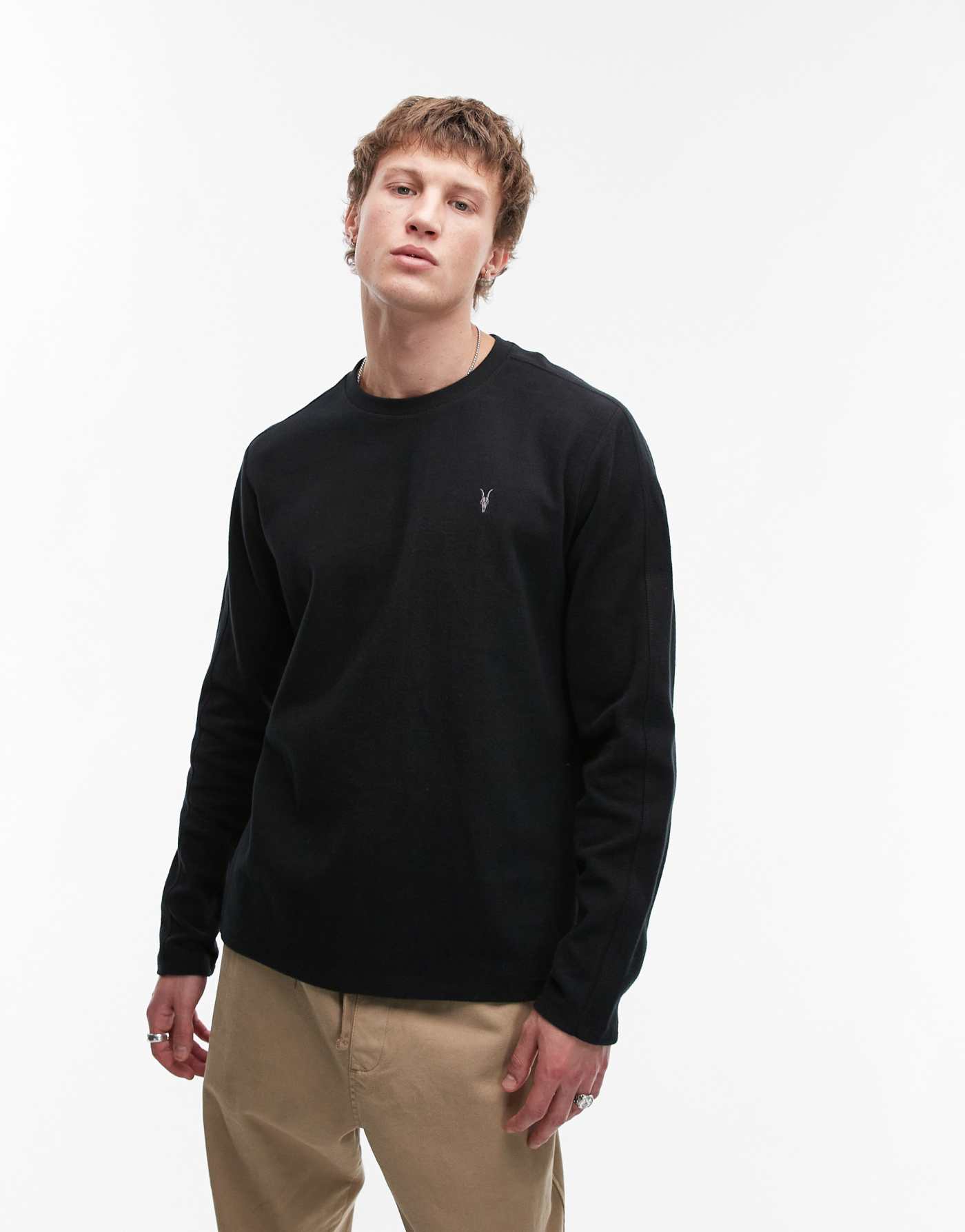 AllSaints Rowe long sleeve t-shirt in black