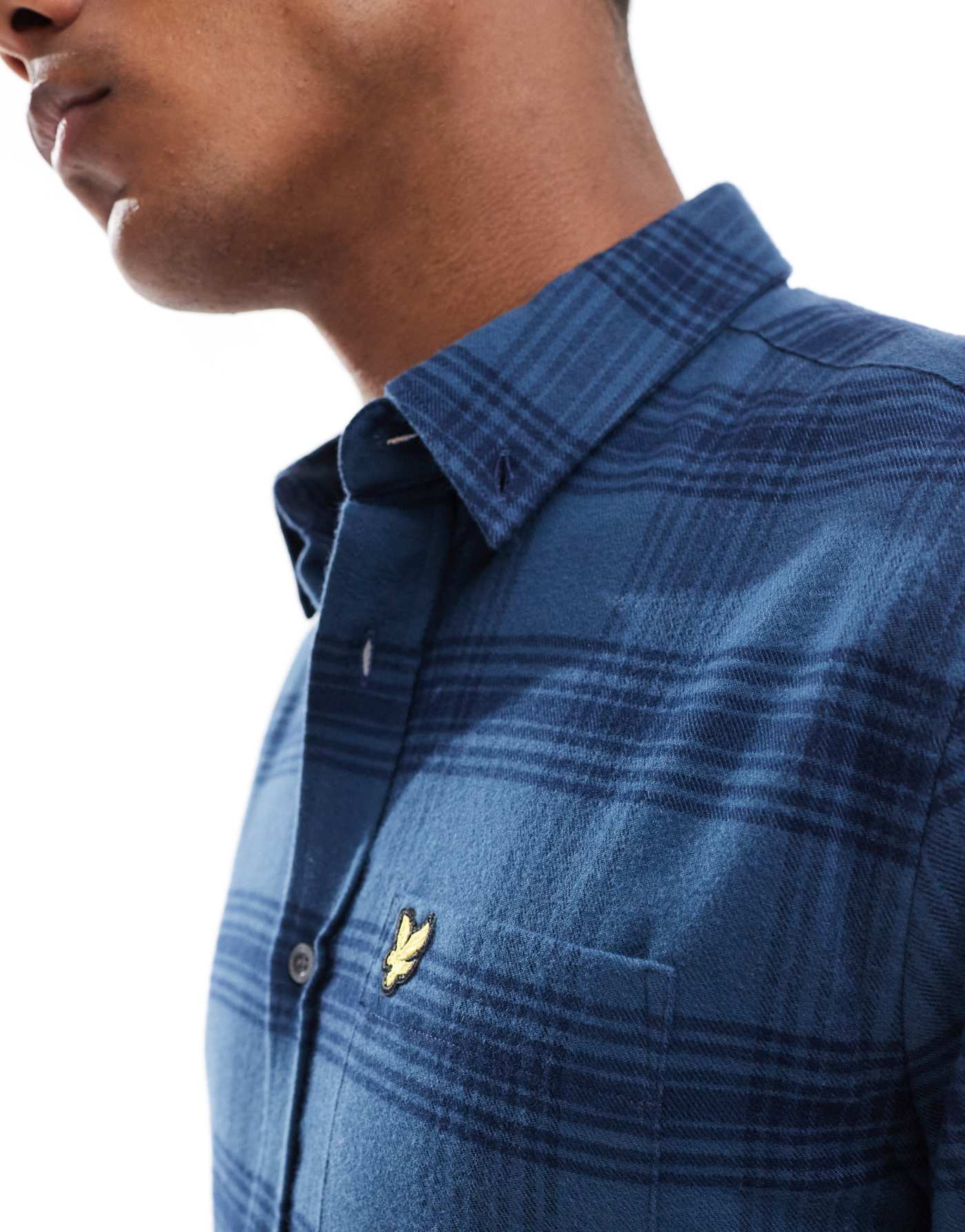 Lyle & Scott tonal check flannel shirt in dark blue