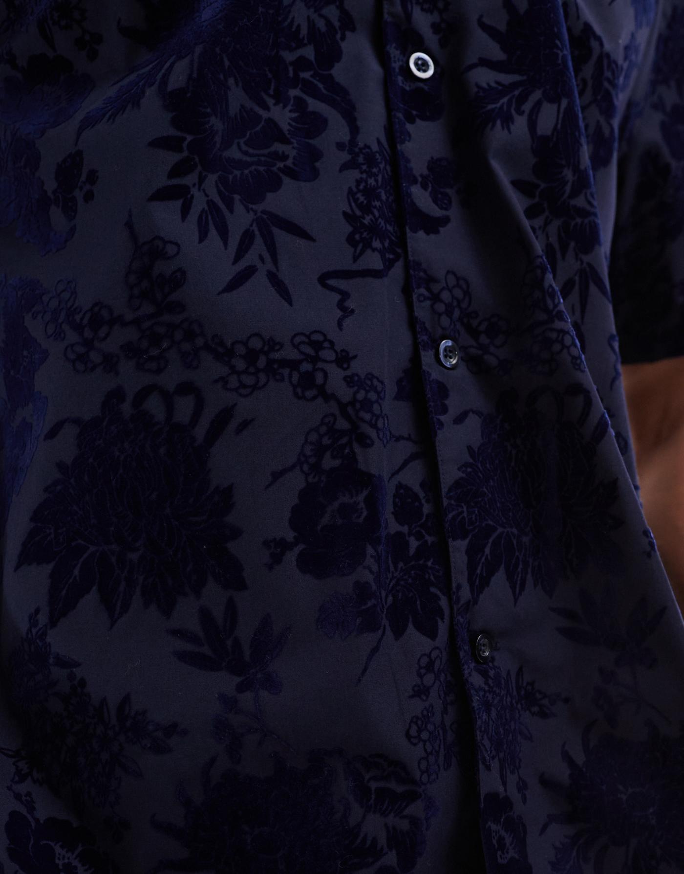 Twisted Tailor jacquard shirt in navy