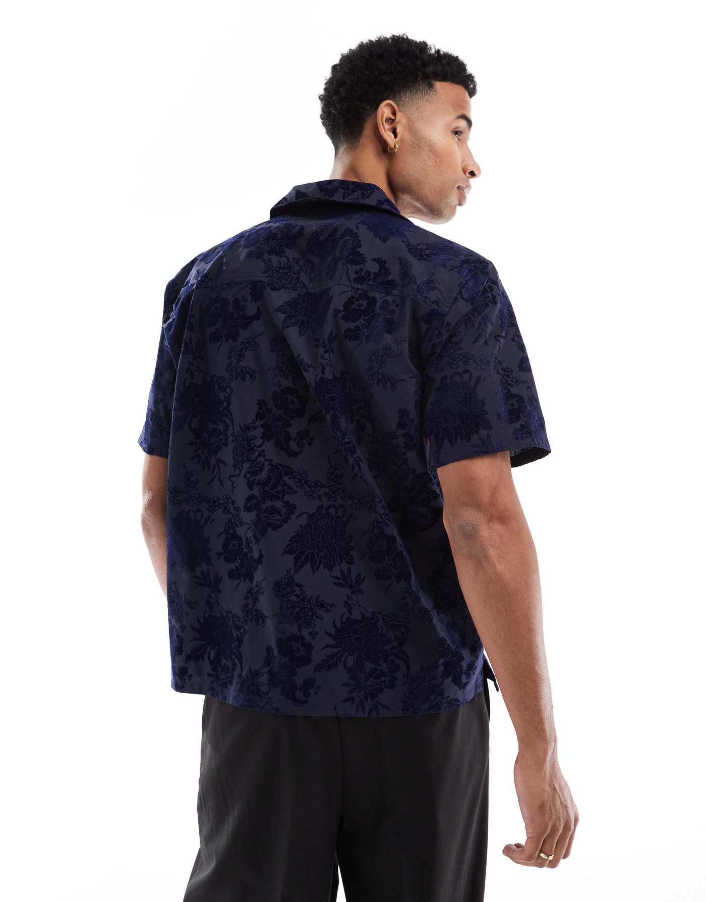 Twisted Tailor jacquard shirt in navy