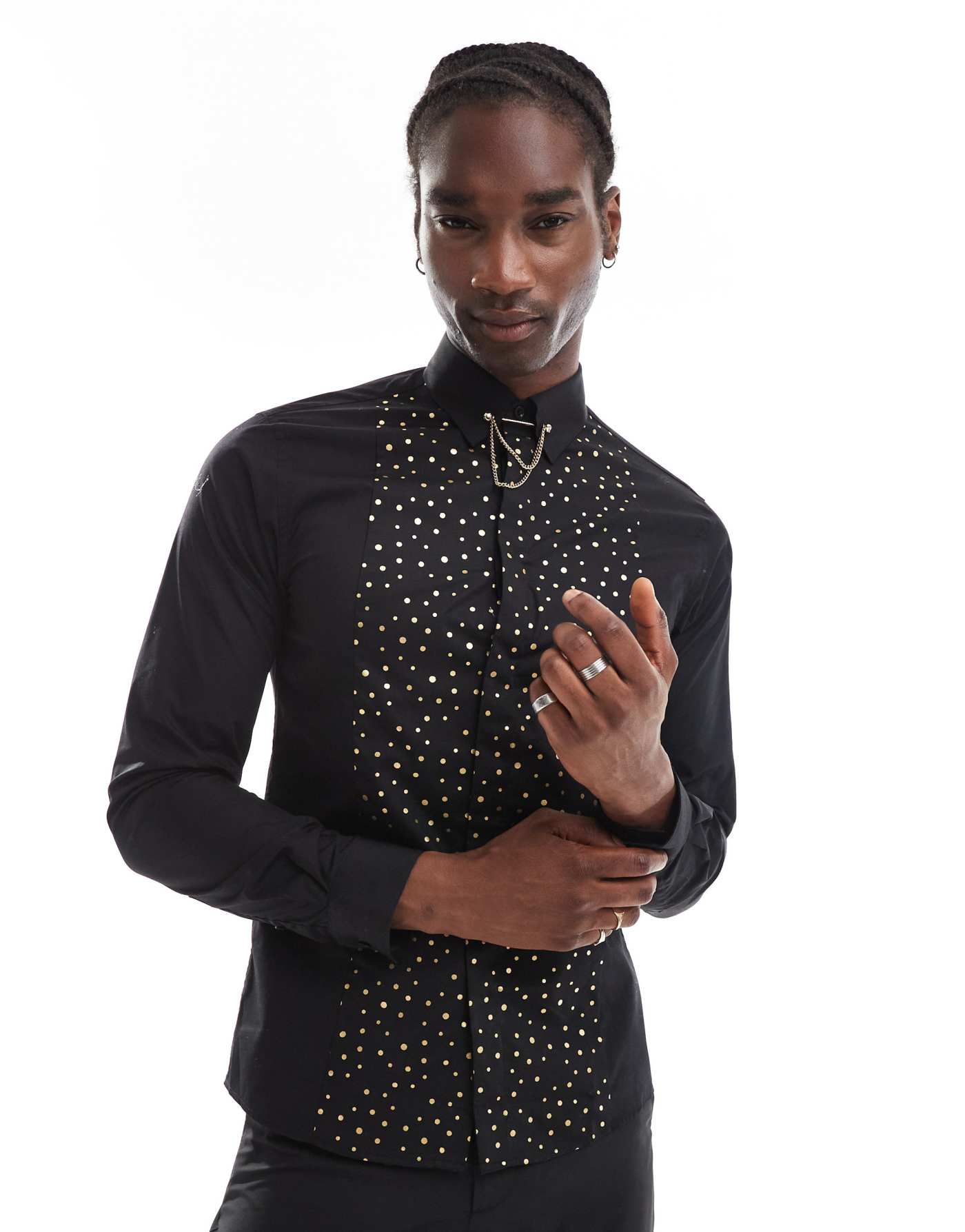 Twisted Tailor luizzi shirt in gold spot