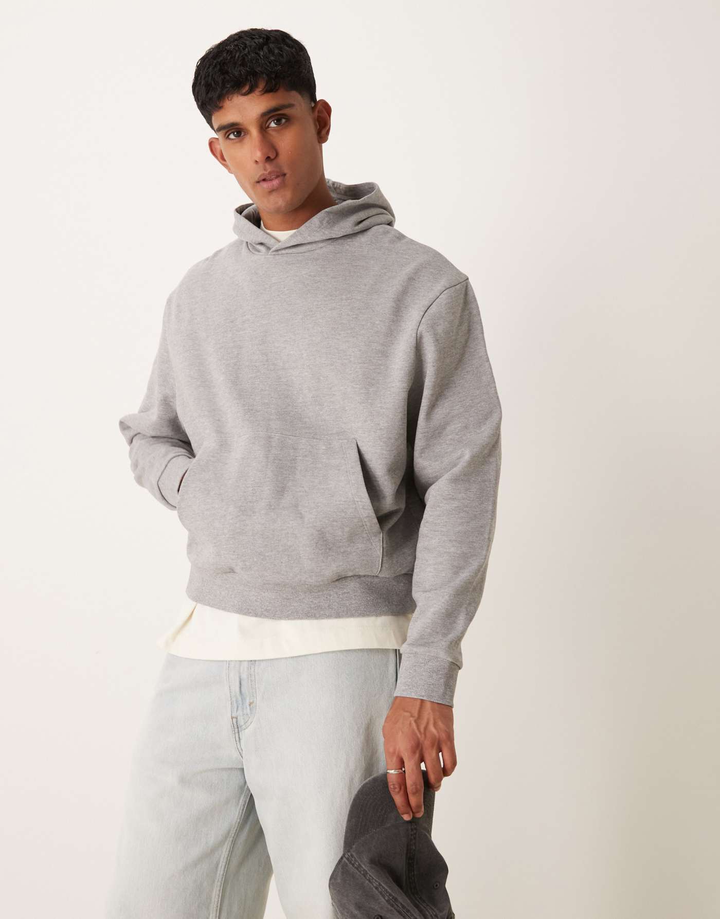 ASOS DESIGN essential boxy oversized hoodie in grey marl