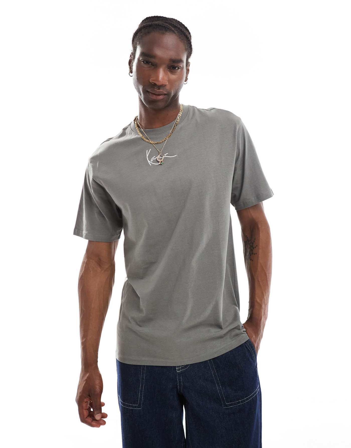 Karl Kani essentials signature logo t-shirt in grey