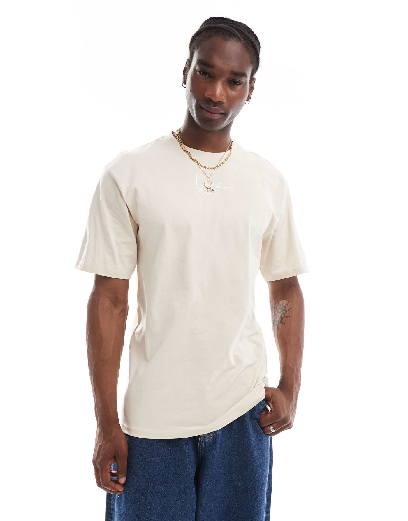 Karl Kani essentials signature logo t-shirt in light beige