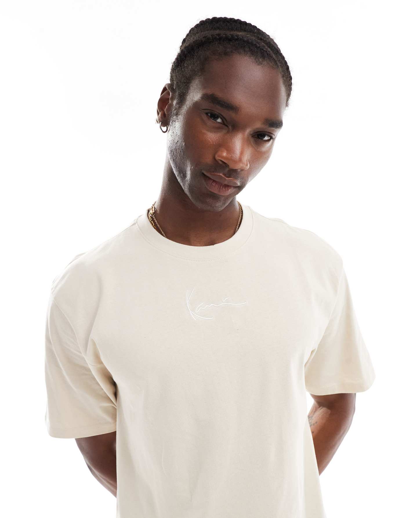 Karl Kani essentials signature logo t-shirt in light beige