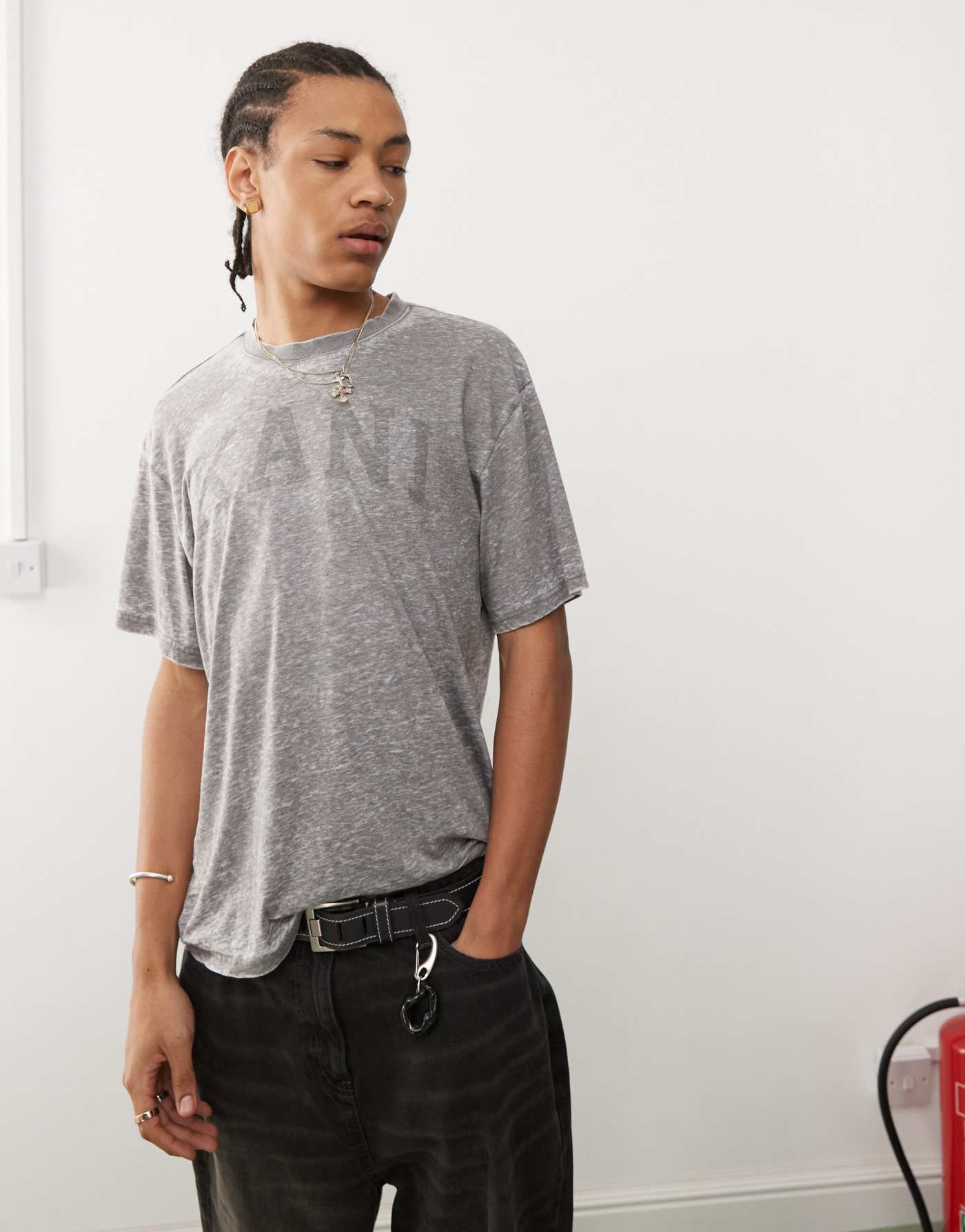 Karl Kani serif burnout t-shirt in grey