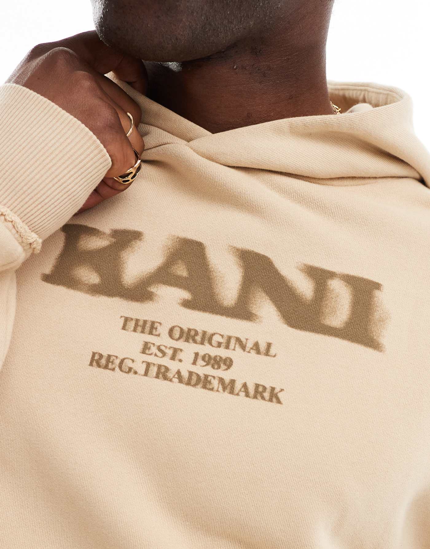 Karl Kani retro sprayed hoodie in dark beige