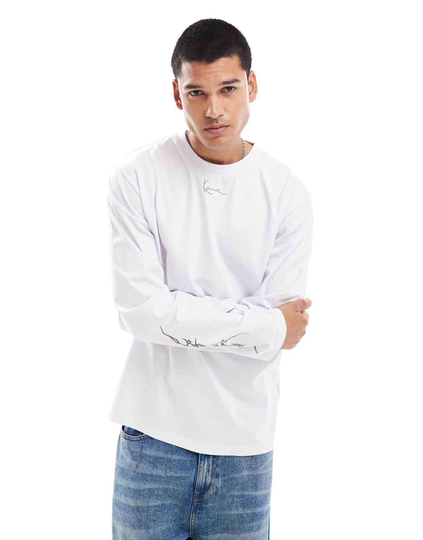 Karl Kani signature long sleeve t-shirt in white