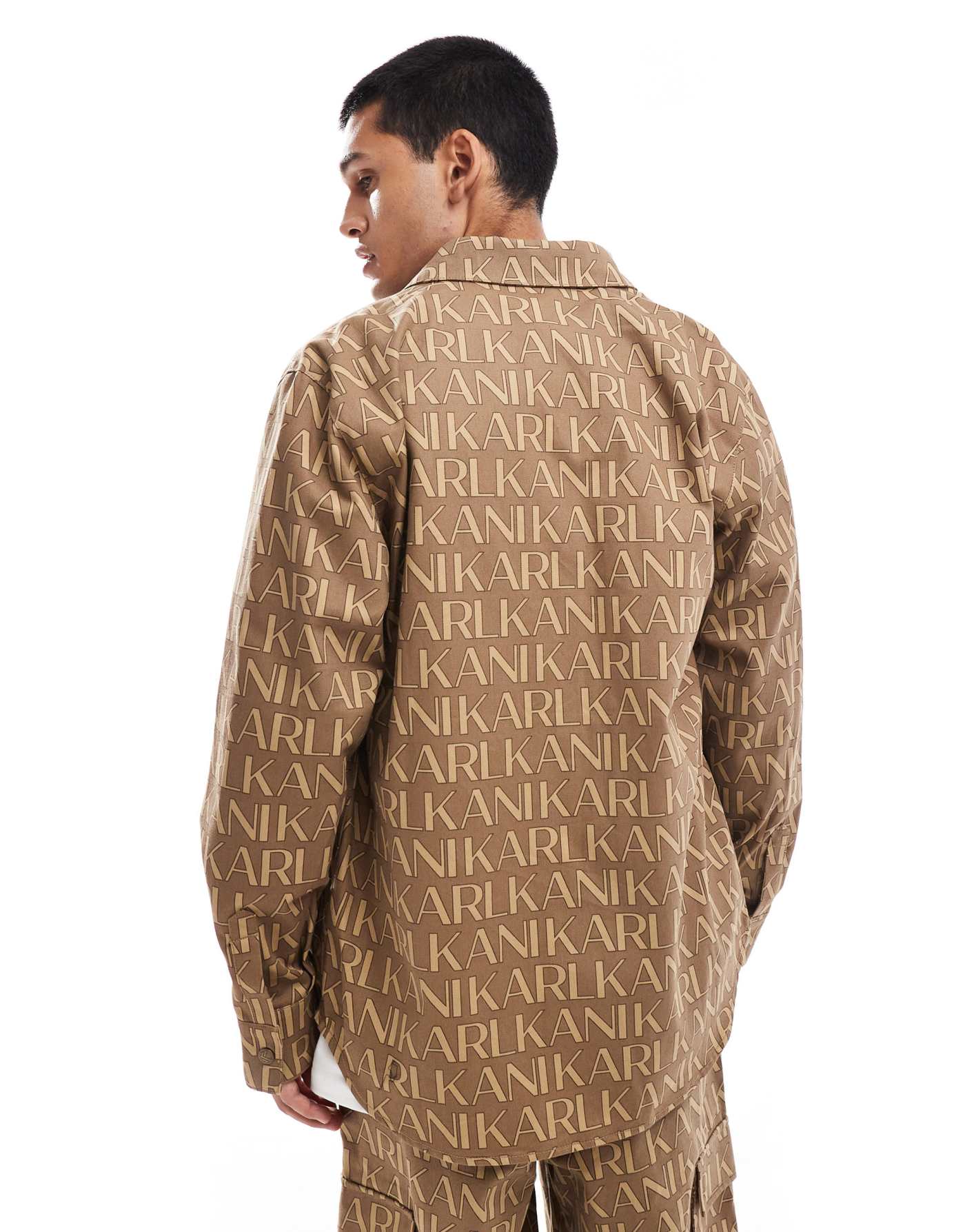 Karl Kani co-ord oversized shirt in light beige