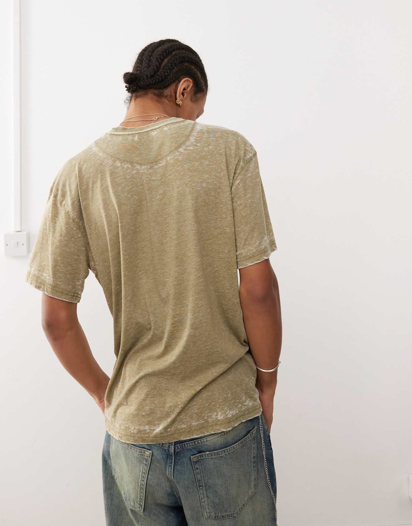 Karl Kani serif burnout t-shirt in olive green