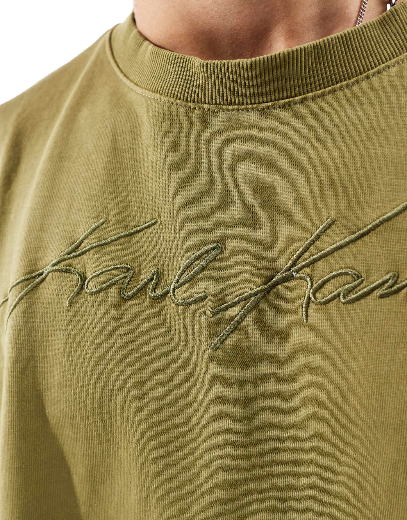 Karl Kani autograph heavy boxy t-shirt in olive green