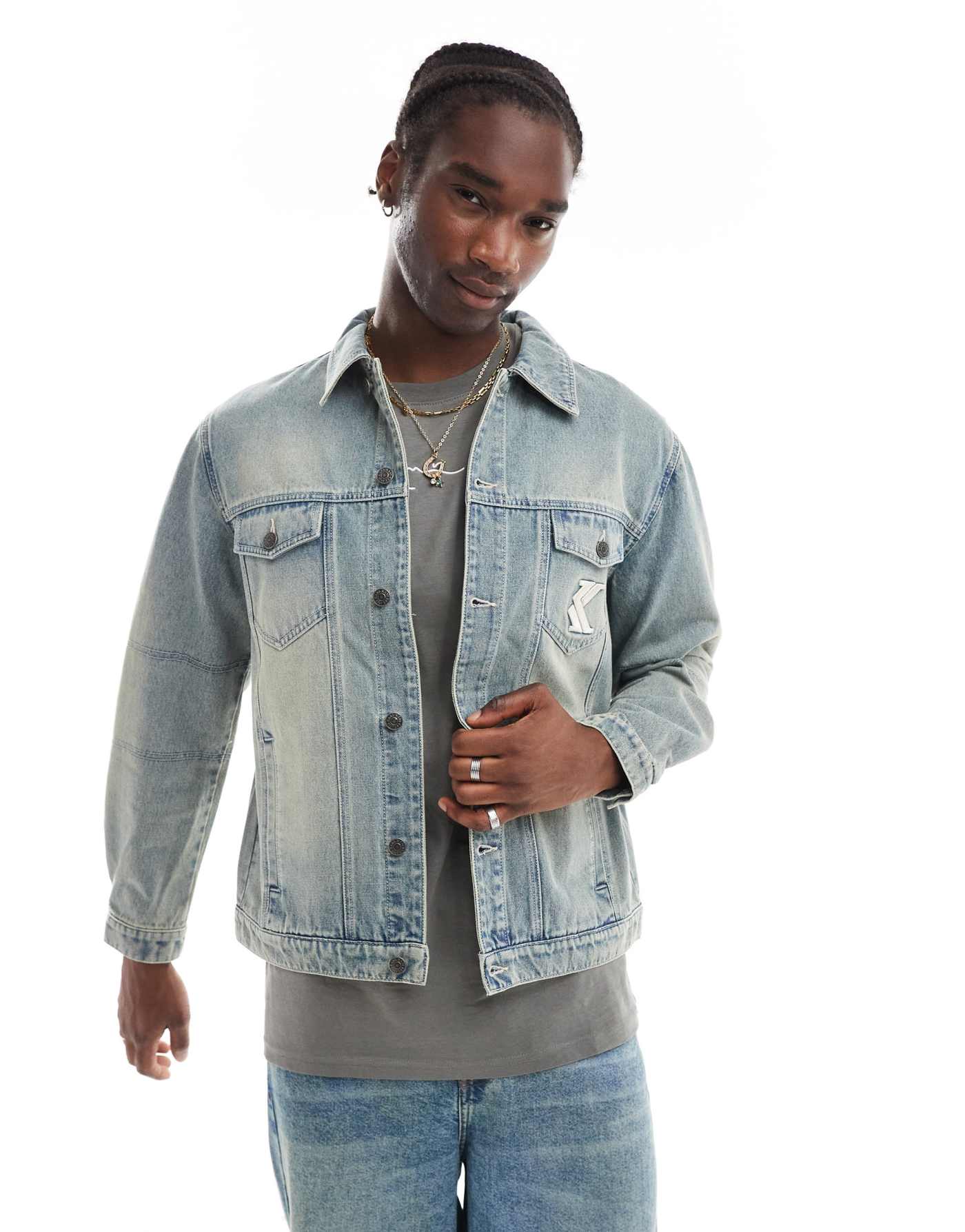 Karl Kani padded denim jacket in blue