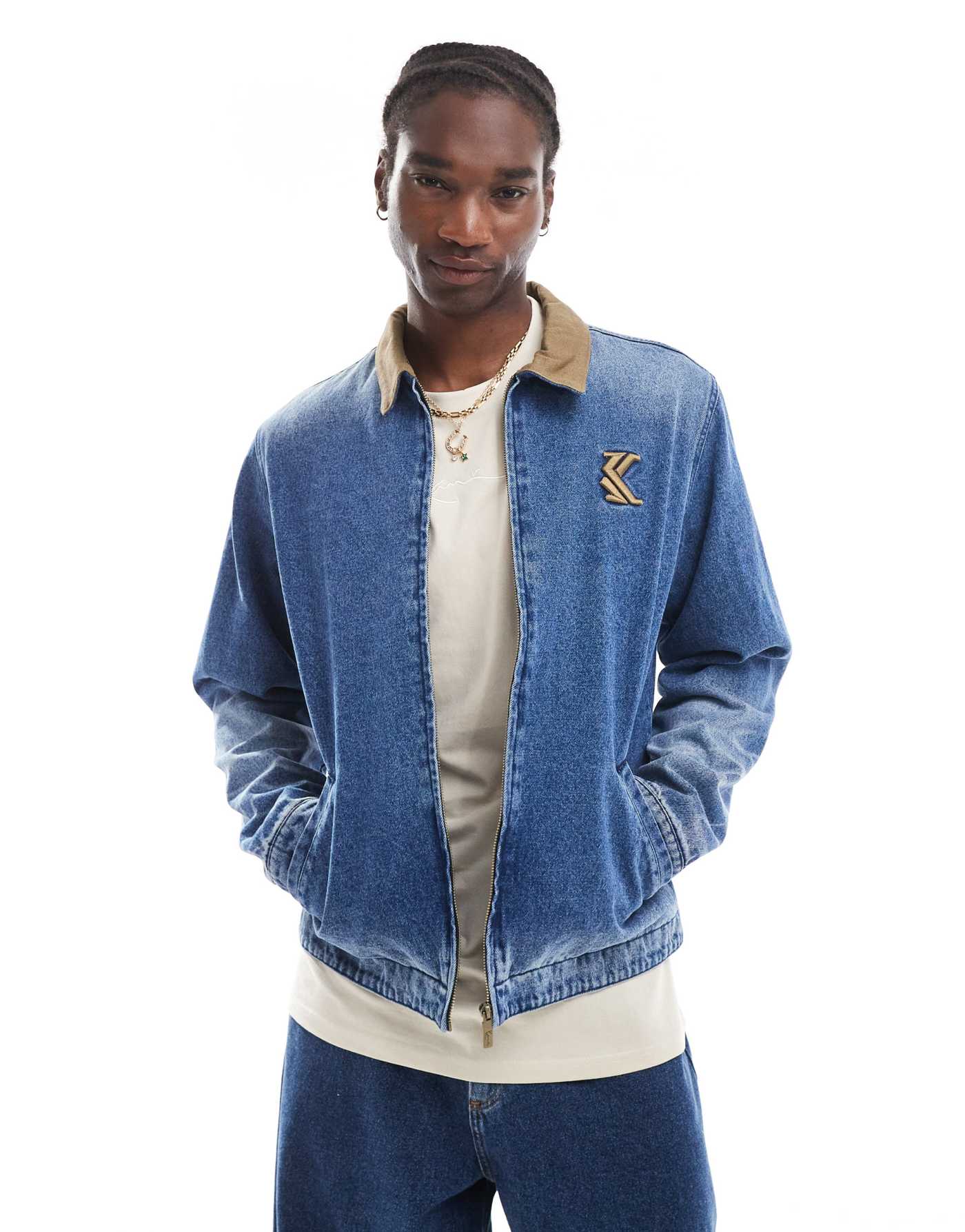 Karl Kani washed denim jacket in blue