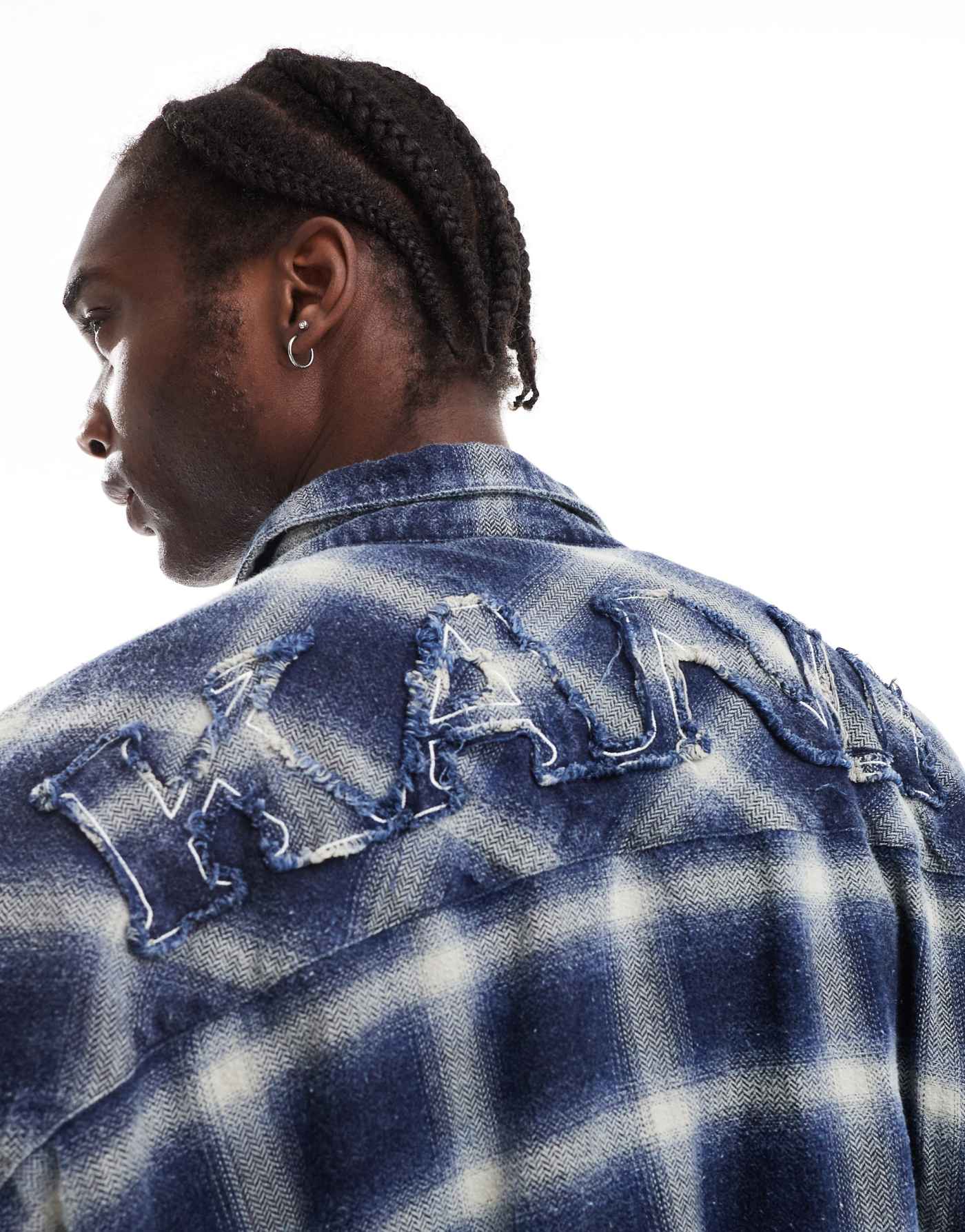 Karl Kani signature distressed checked overshirt in multi