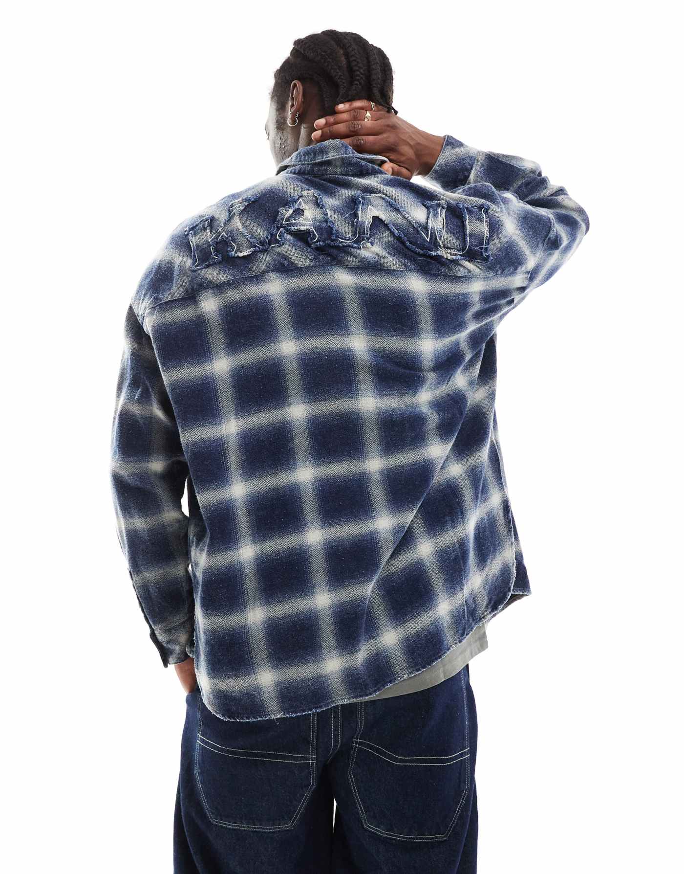 Karl Kani signature distressed checked overshirt in multi