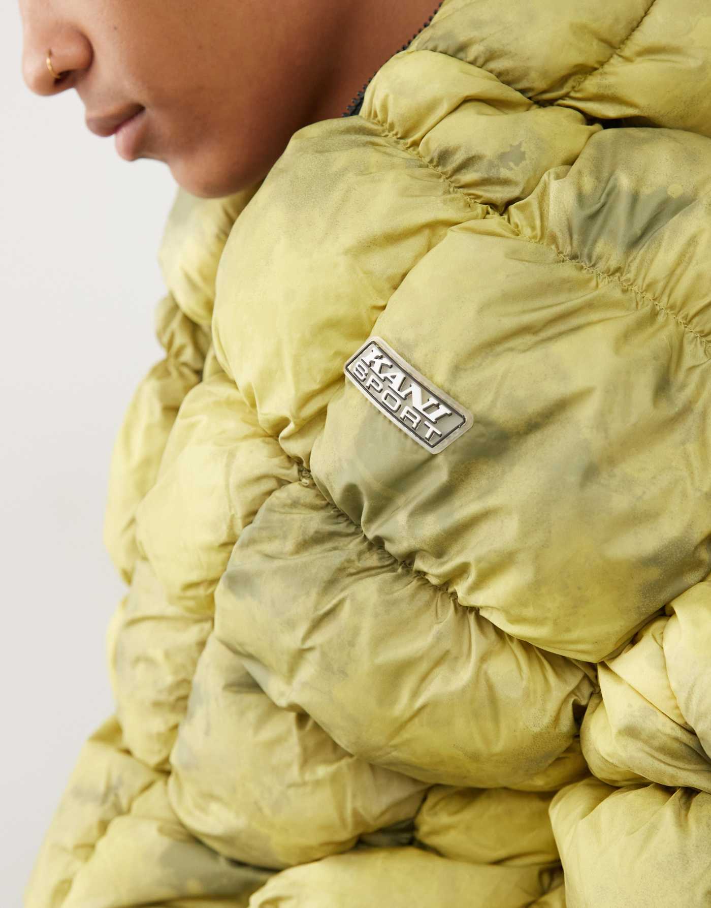 Karl Kani quilted tie dye puffer jacket in lime green