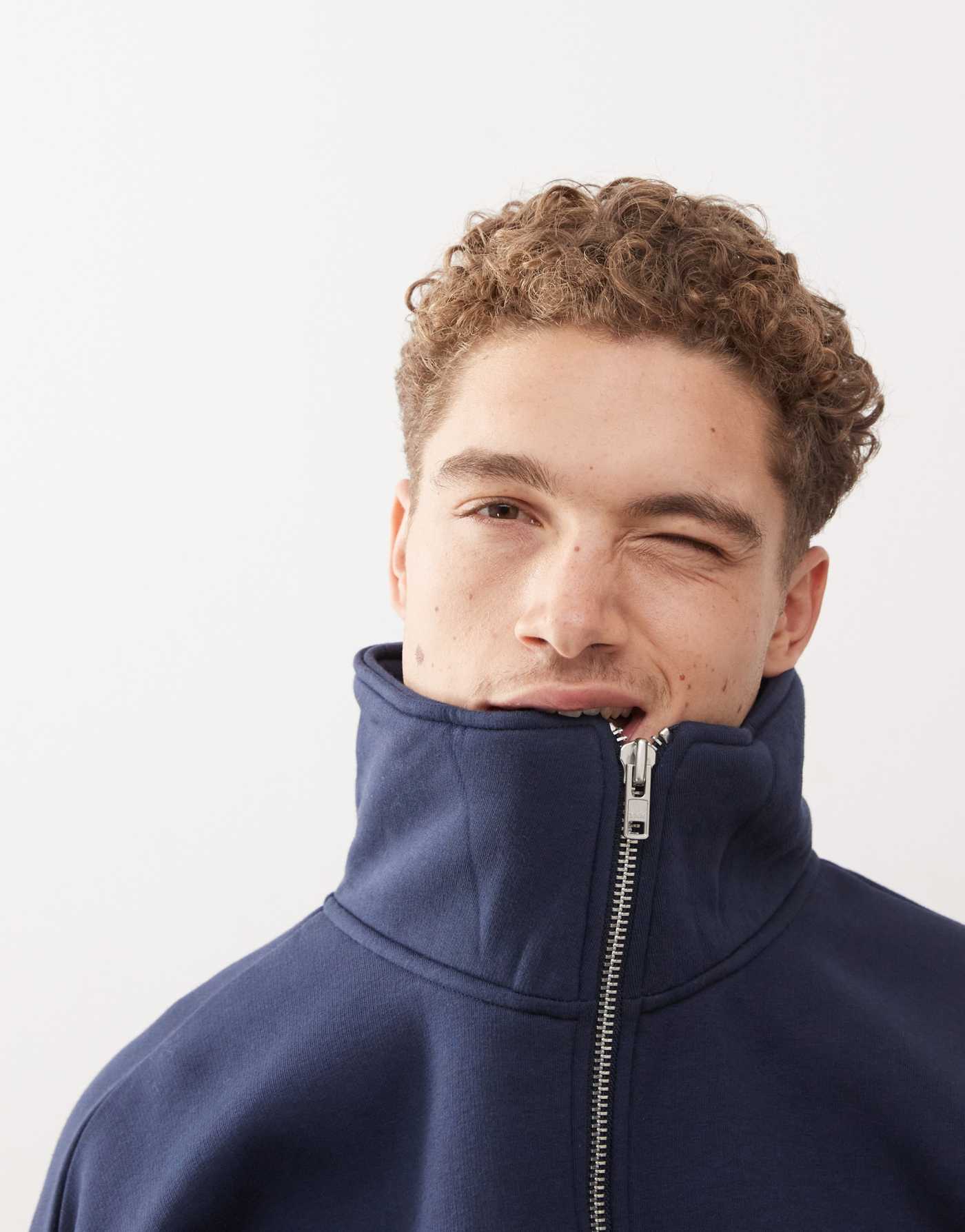 Prohibited half zip contrast logo detail sweatshirt in navy